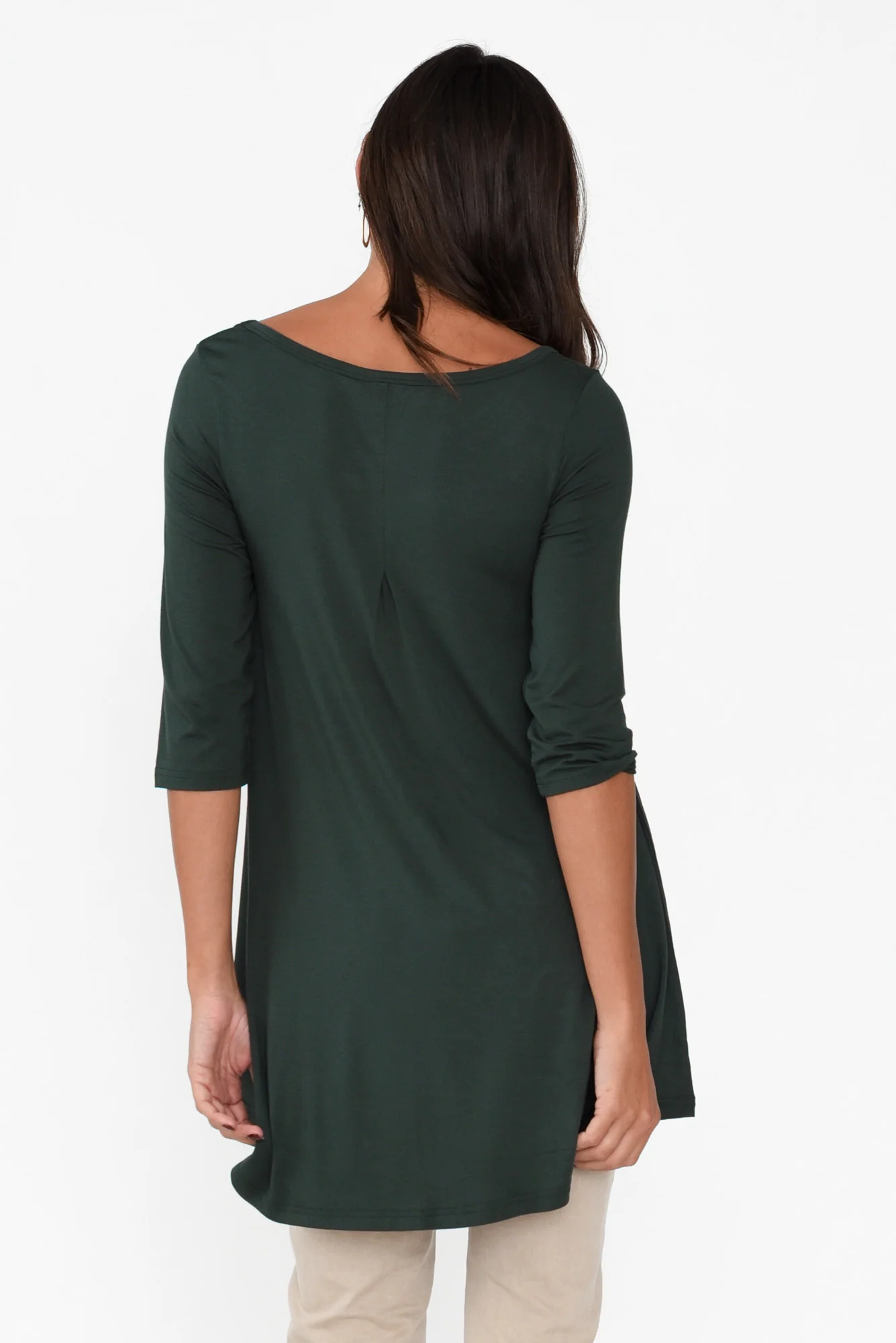 Dark Green Bamboo Hi Lo Hem Top