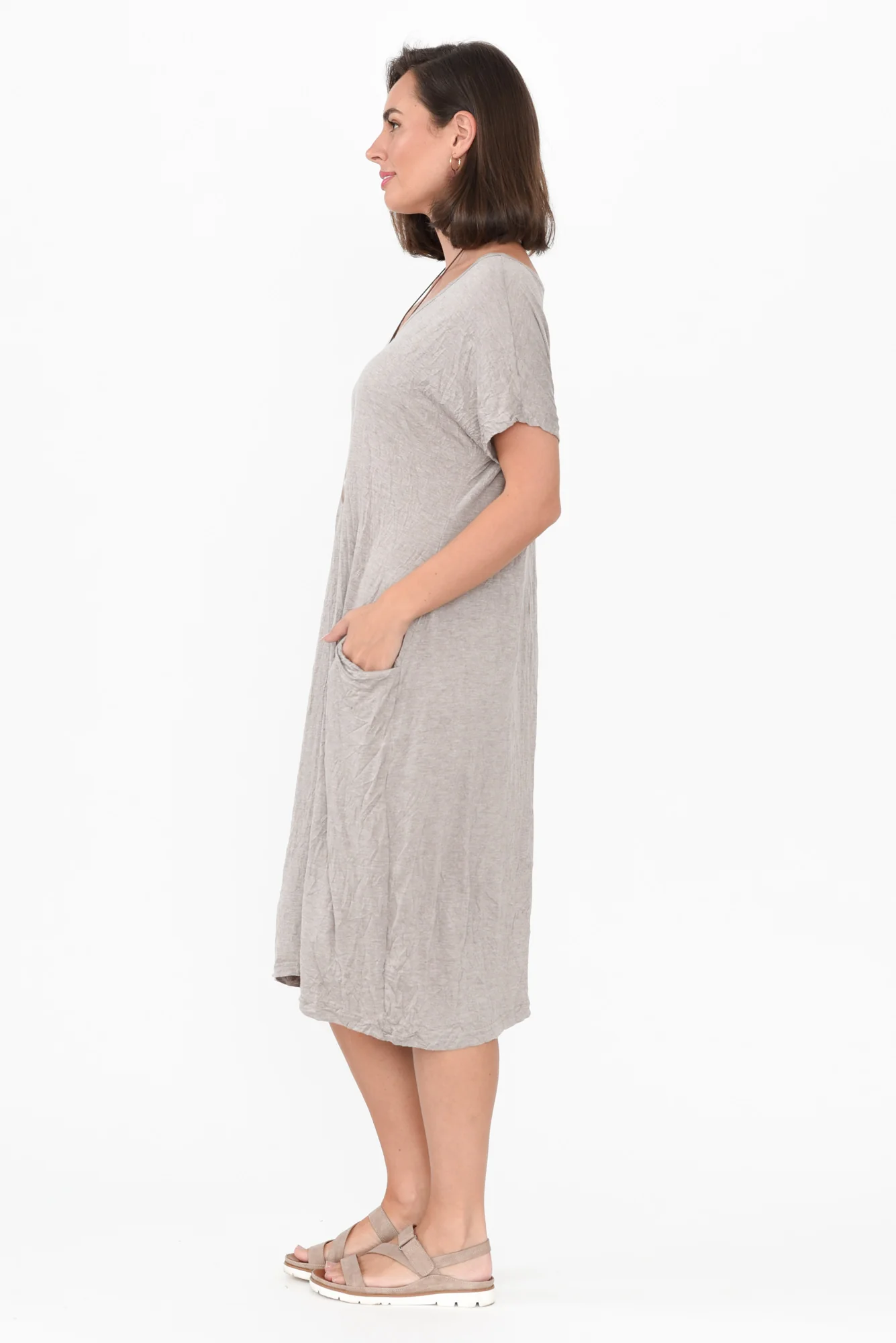 Travel Oat Crinkle Cotton Dress