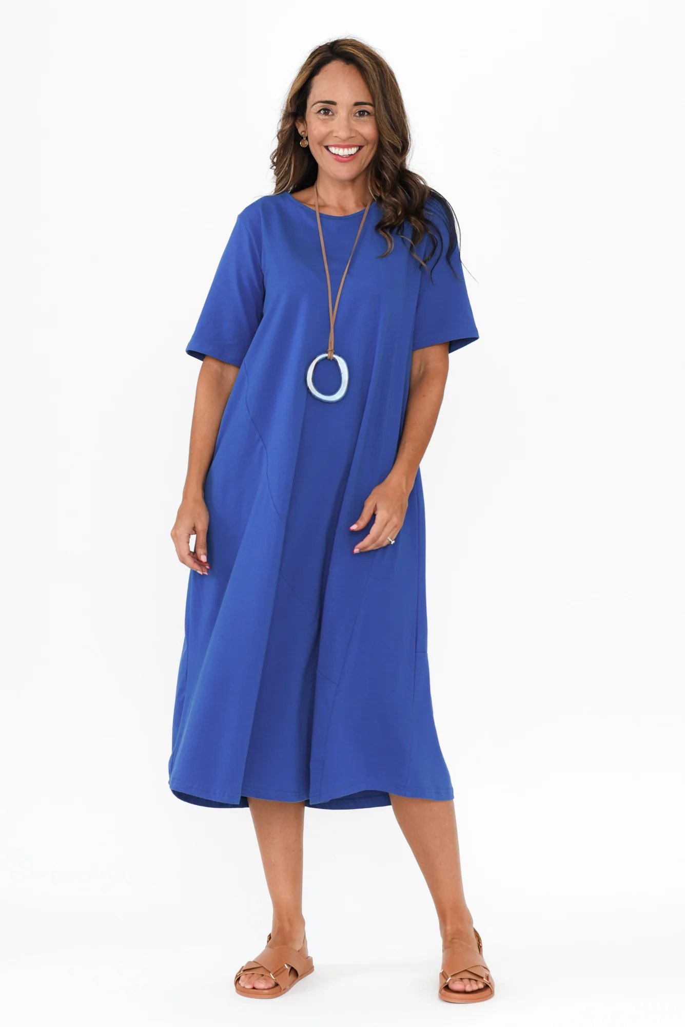 Bronte Cobalt Cotton Tee Dress