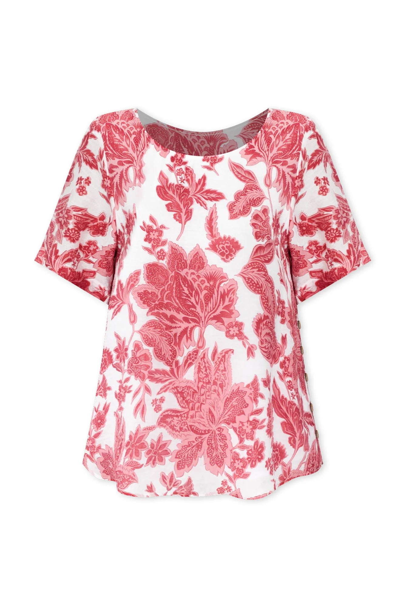 Perry Red Floral Button Top