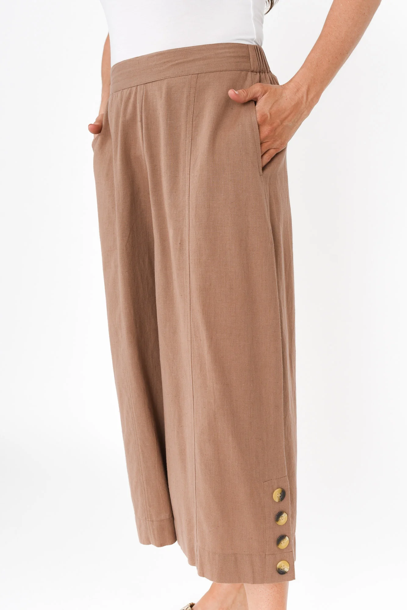 Kishan Mocha Cotton Blend Pants