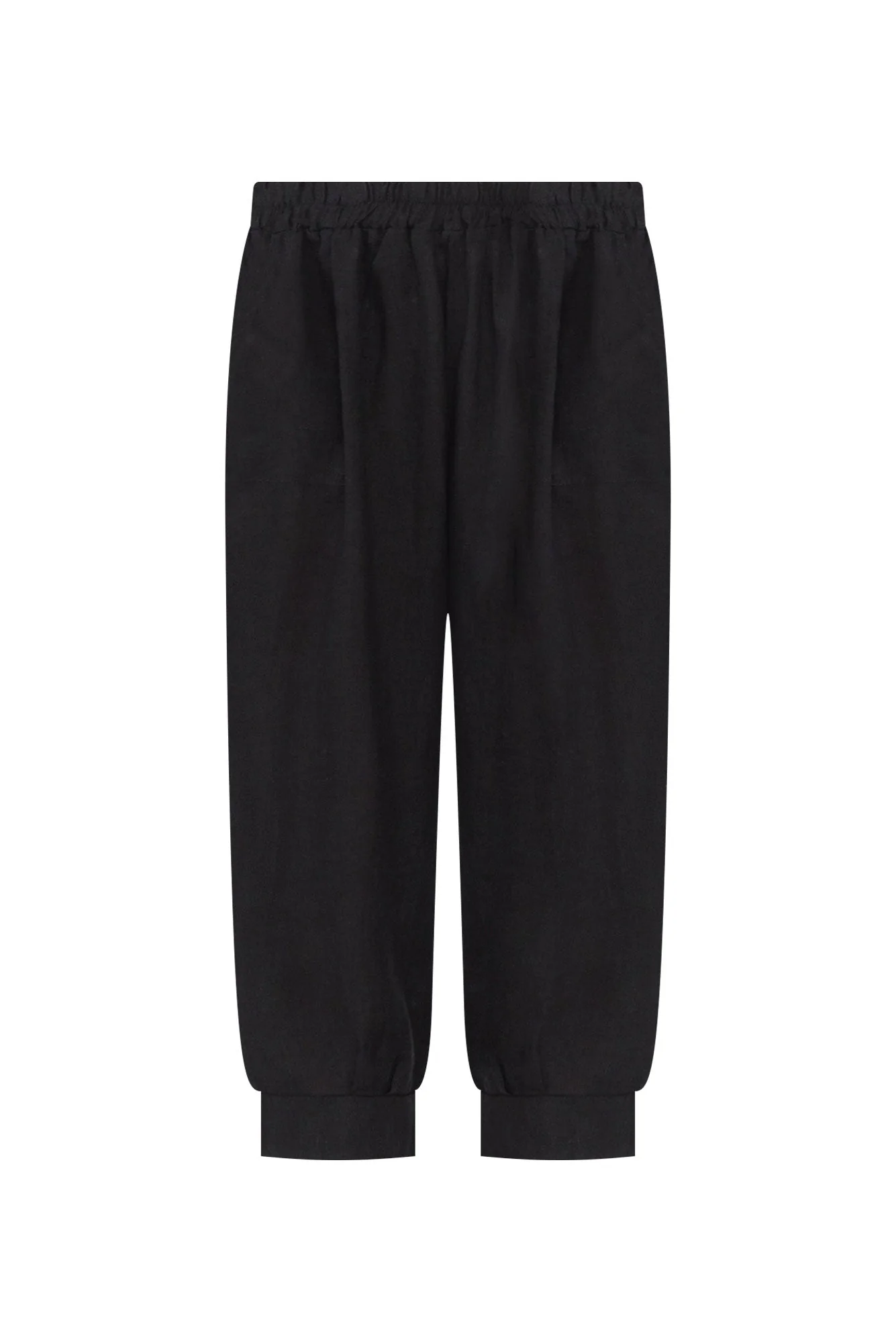 Elide Black Linen Cropped Pants