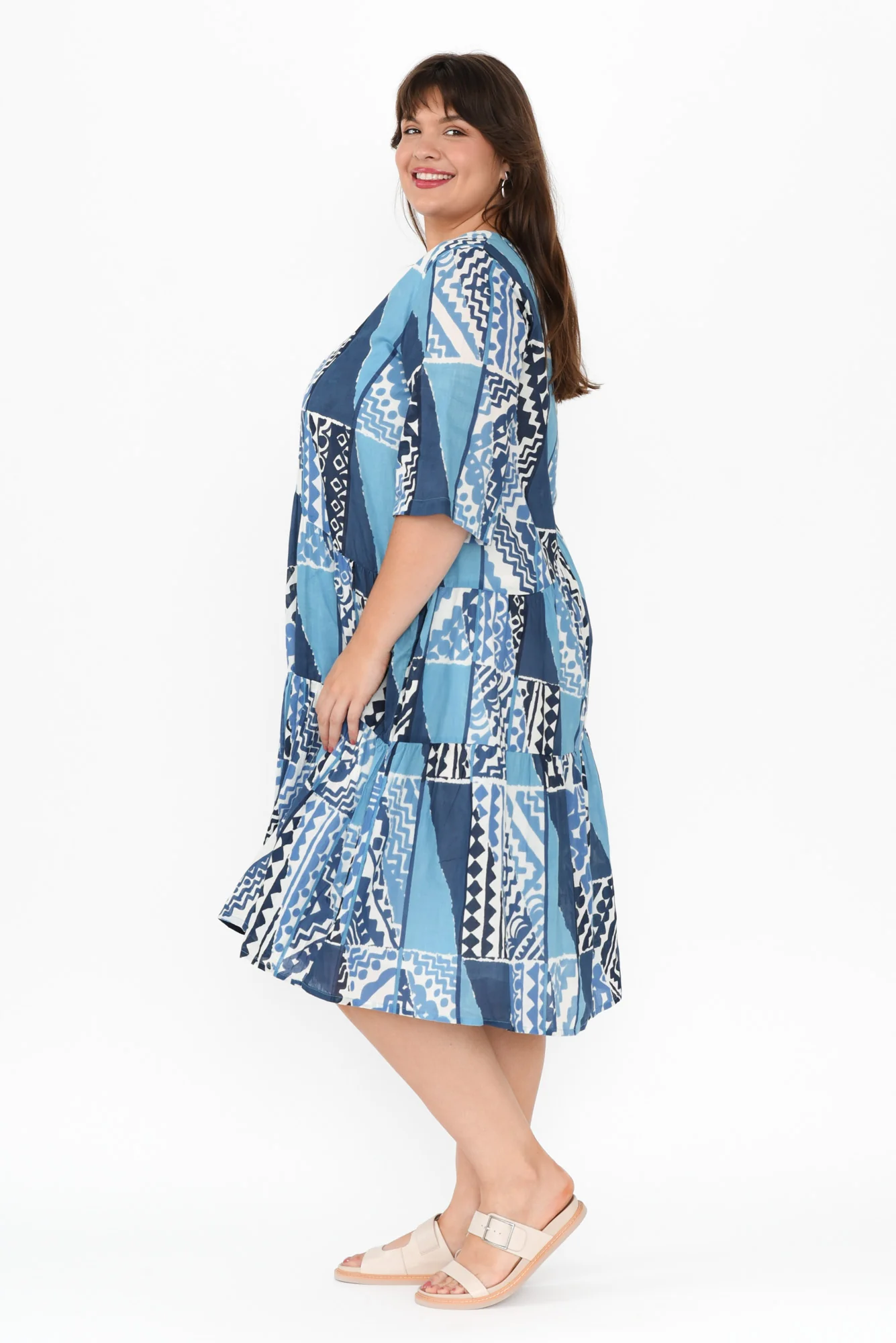 Violetta Blue Motif Cotton Dress
