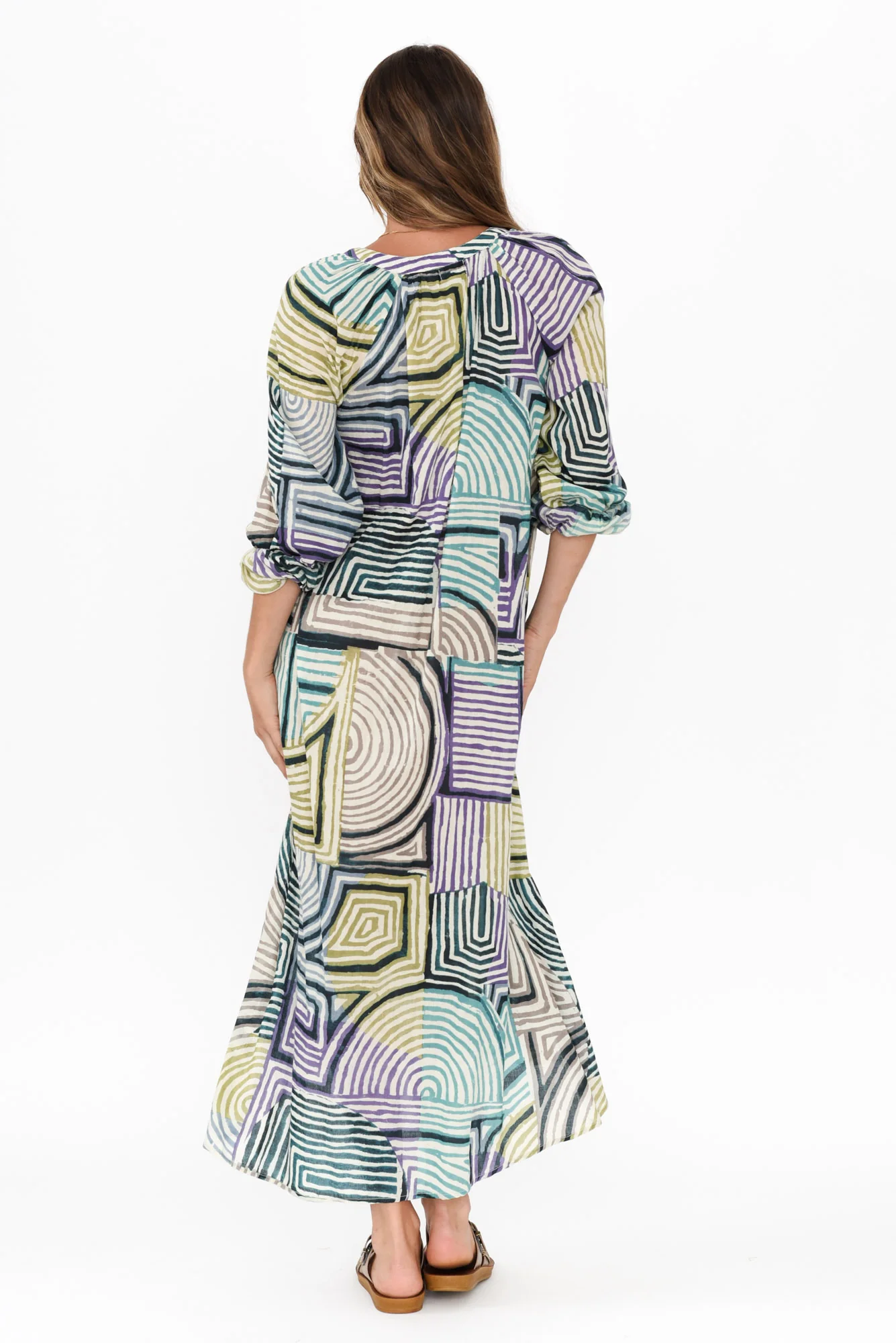 Liliana Green Ripple Cotton Kaftan