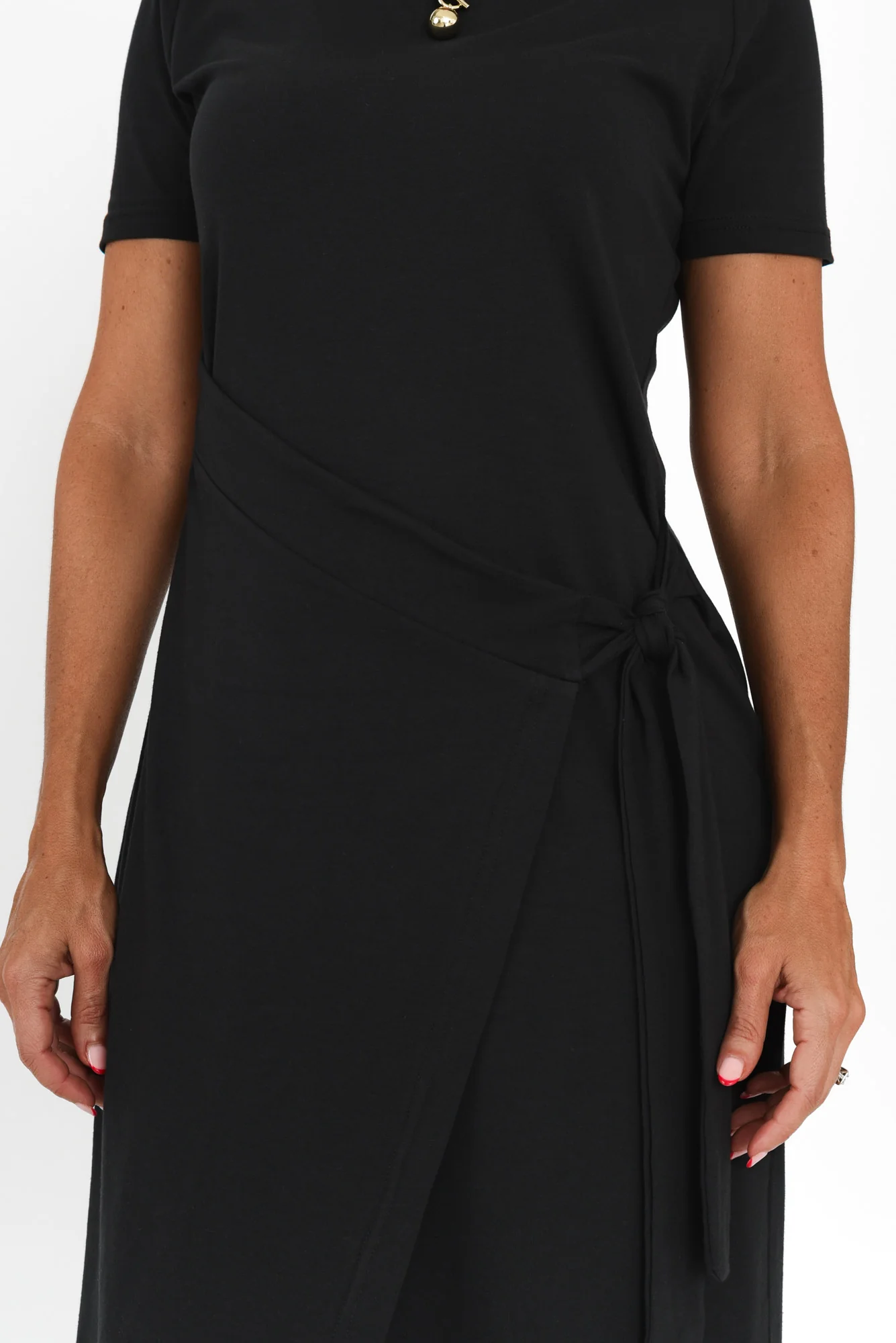 Georgie Black Wrap Cotton Tee Dress
