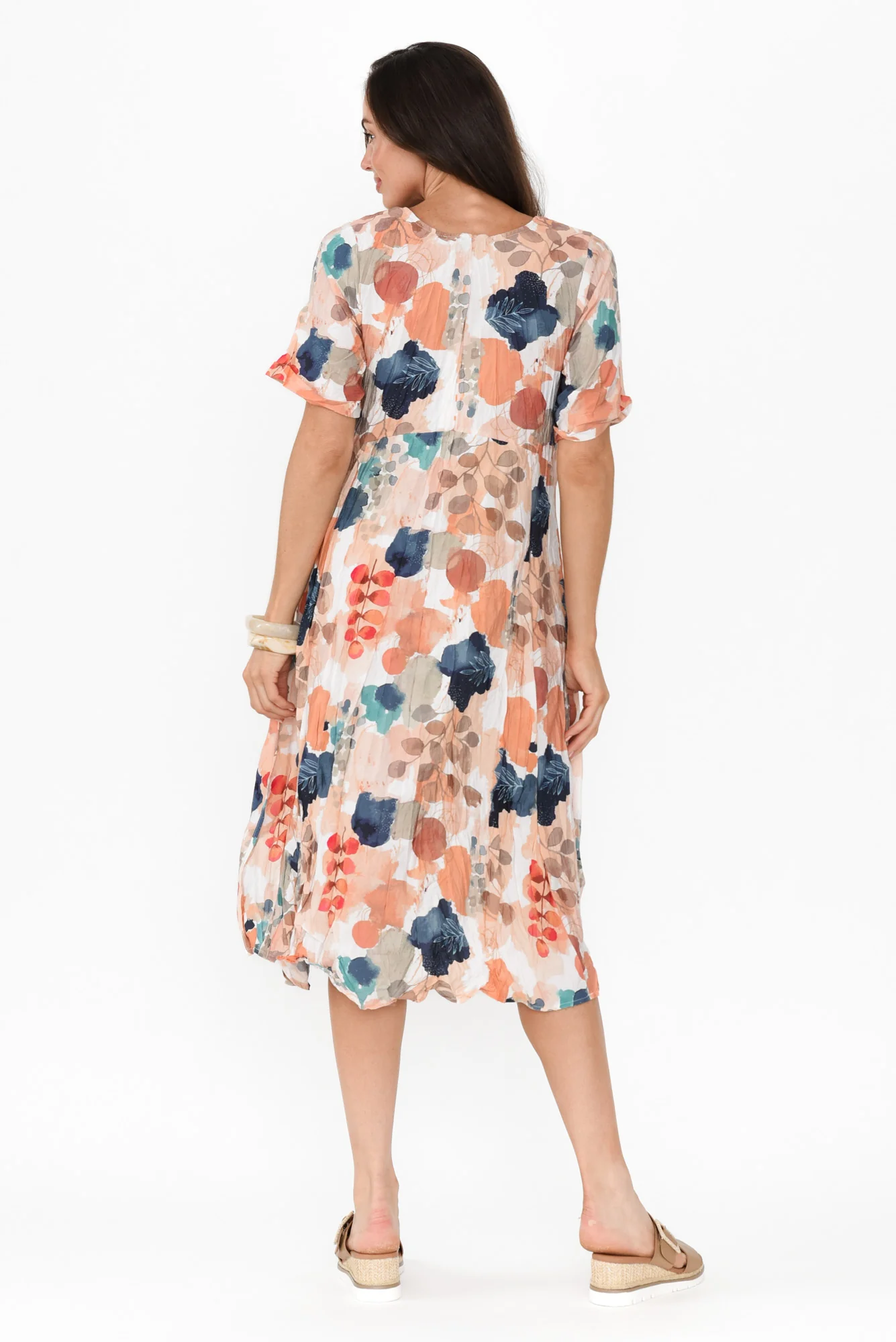 Soraya Orange Floral Linen Blend Dress