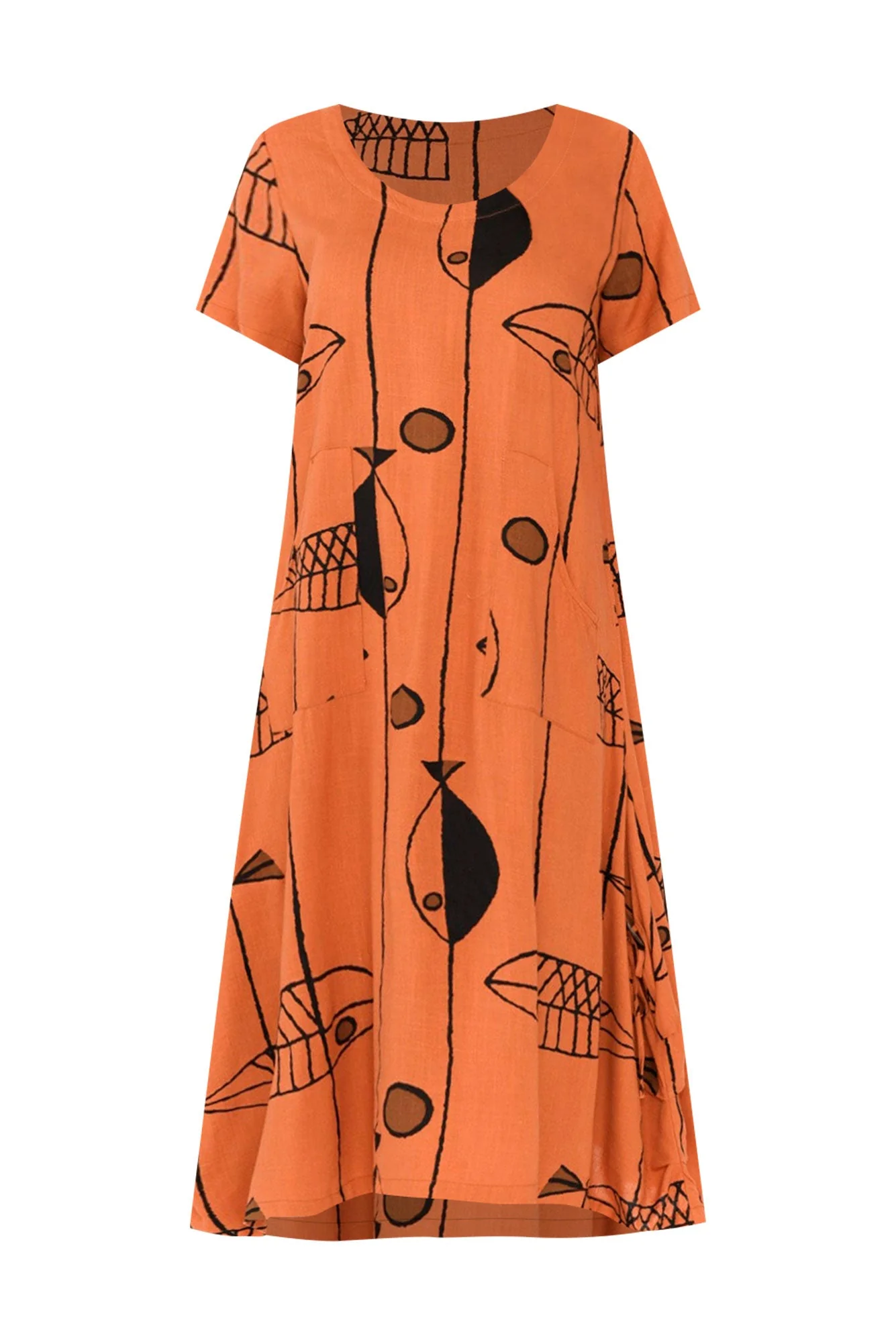 Lula Rust Sea Linen Cotton Dress