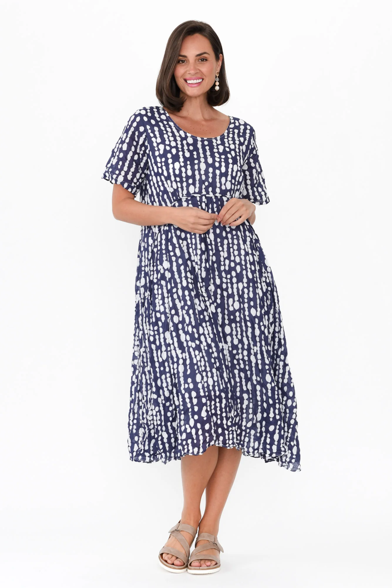Wilton Navy Speckle Cotton Pocket Dress
