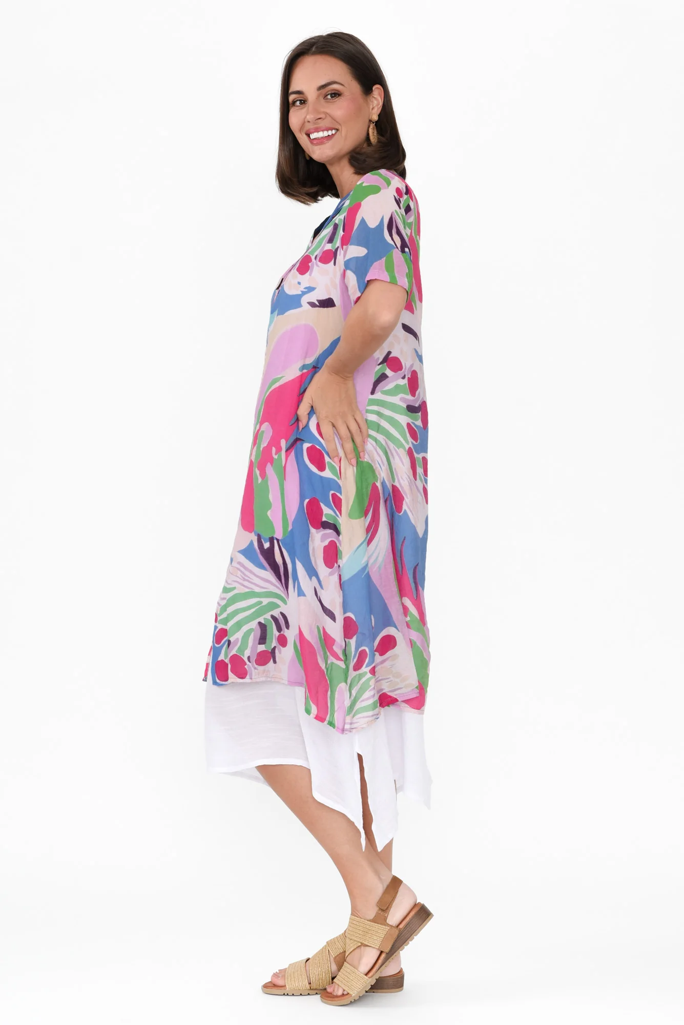 Nala Blue Tropical Layers Dress