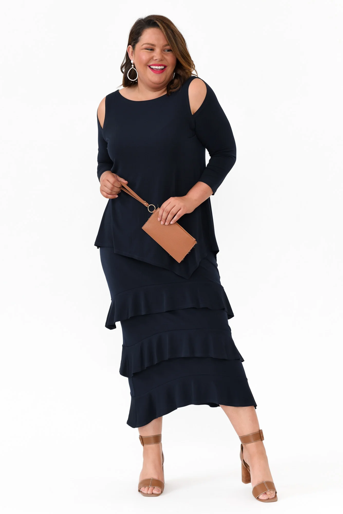Zella Navy Tiered Frill Skirt