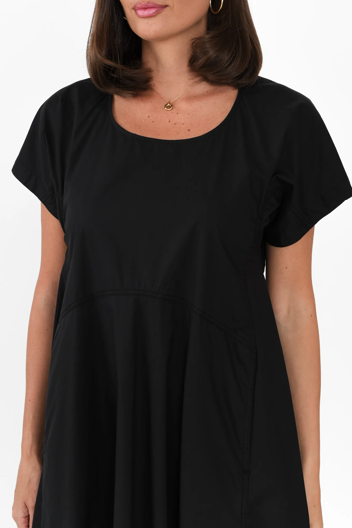 Harlyn Black Cotton Tulip Dress