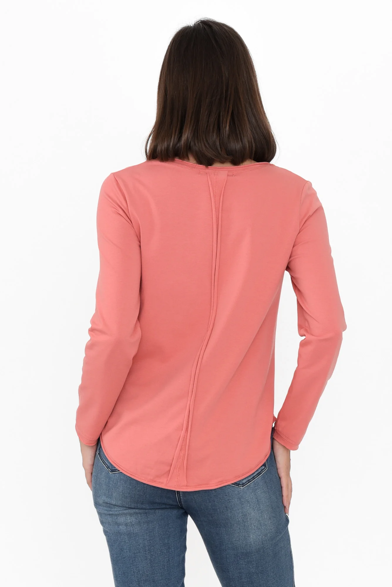 Suri Peach Cotton Long Sleeve Top