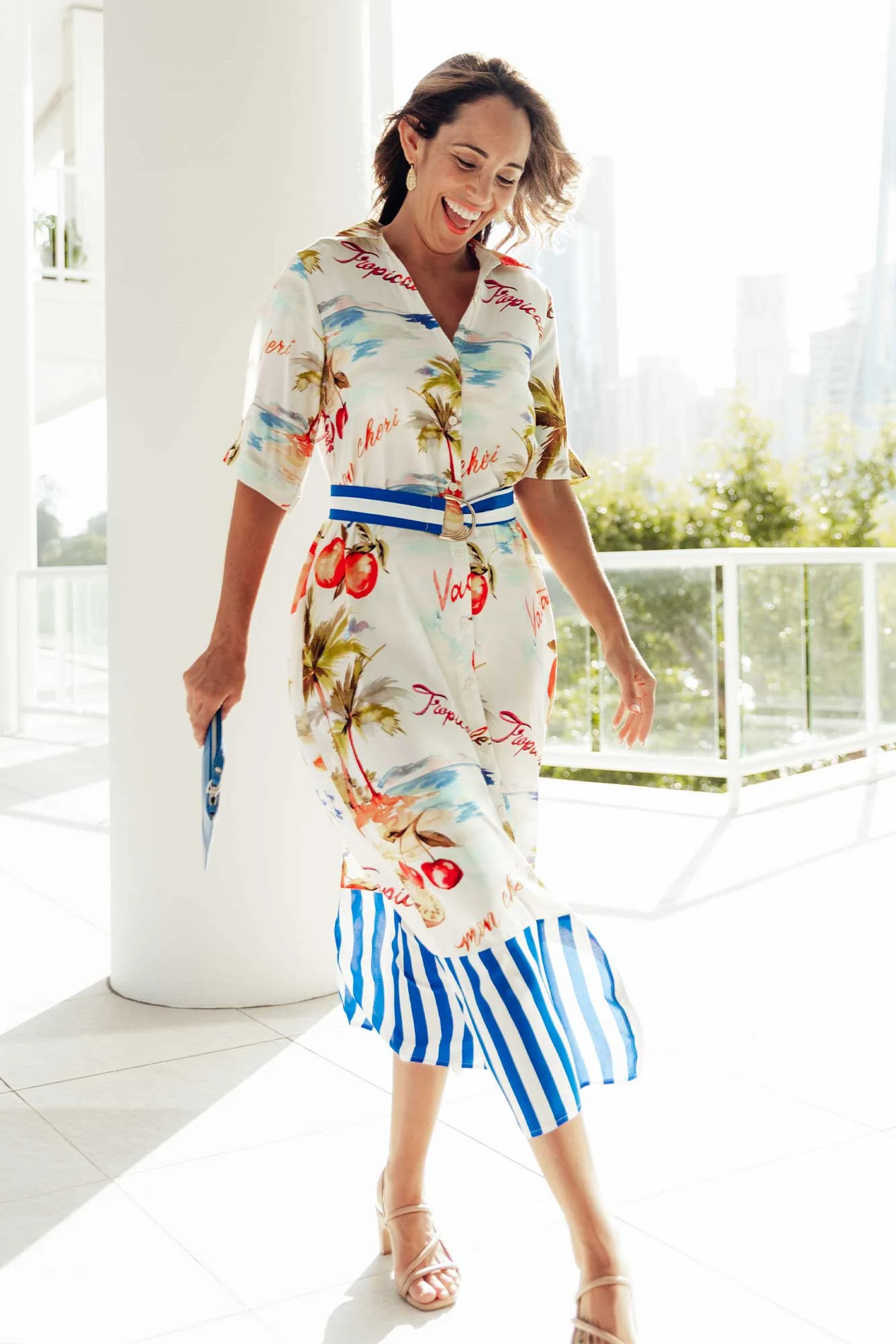 Zaylee White Tropical Shirt Dress