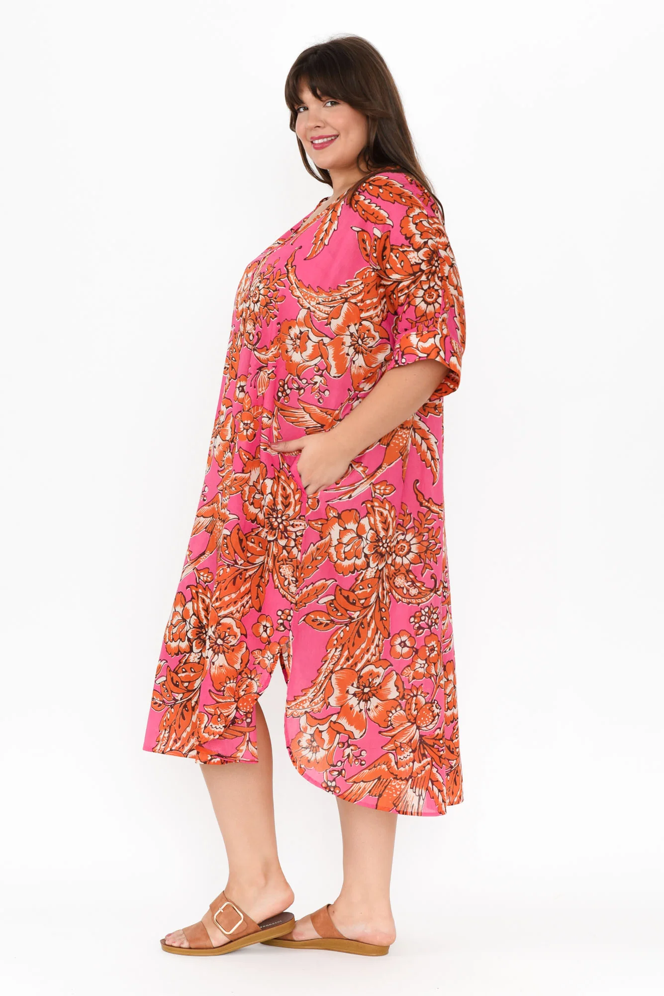 Tella Orange Garden Cotton Kaftan