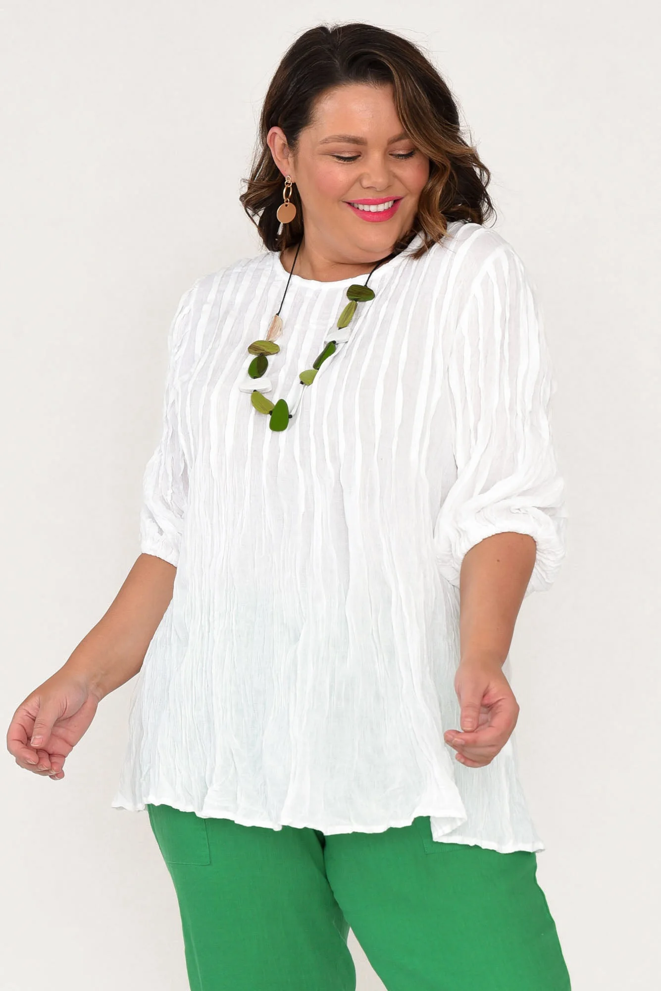 Selma White Crinkle Cotton Top