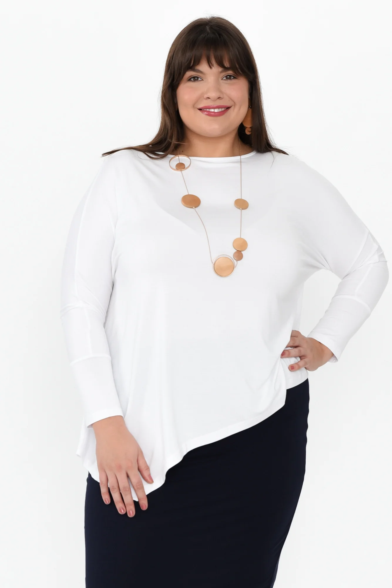 Susie White Asymmetrical Bamboo Top