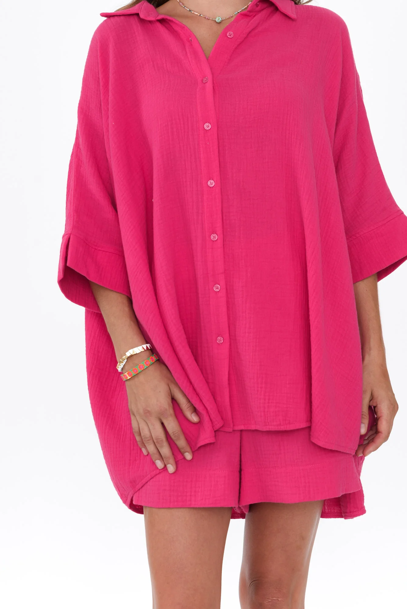 Calia Fuchsia Cotton Cheesecloth Shirt