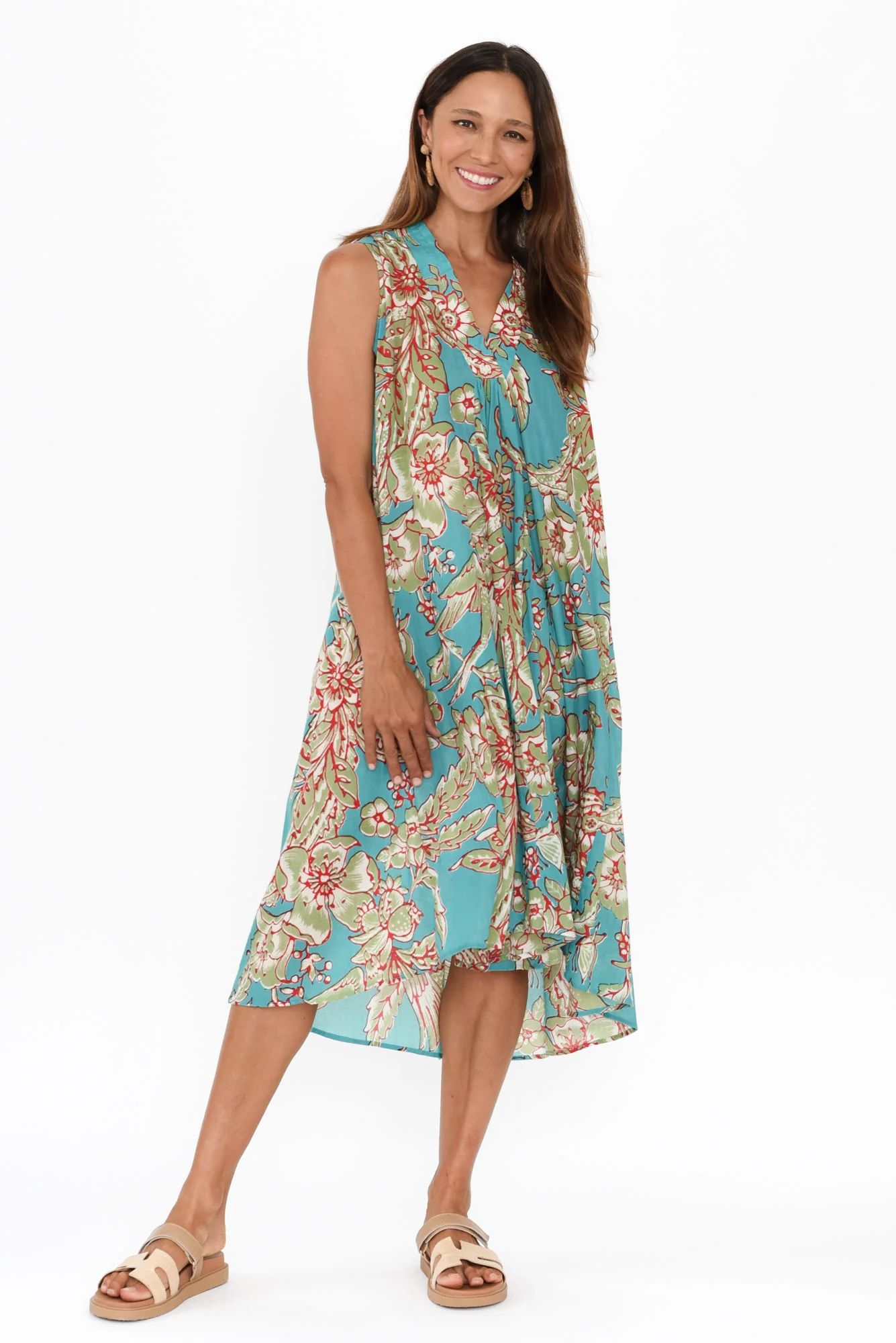 Claudia Blue Garden Cotton Dress