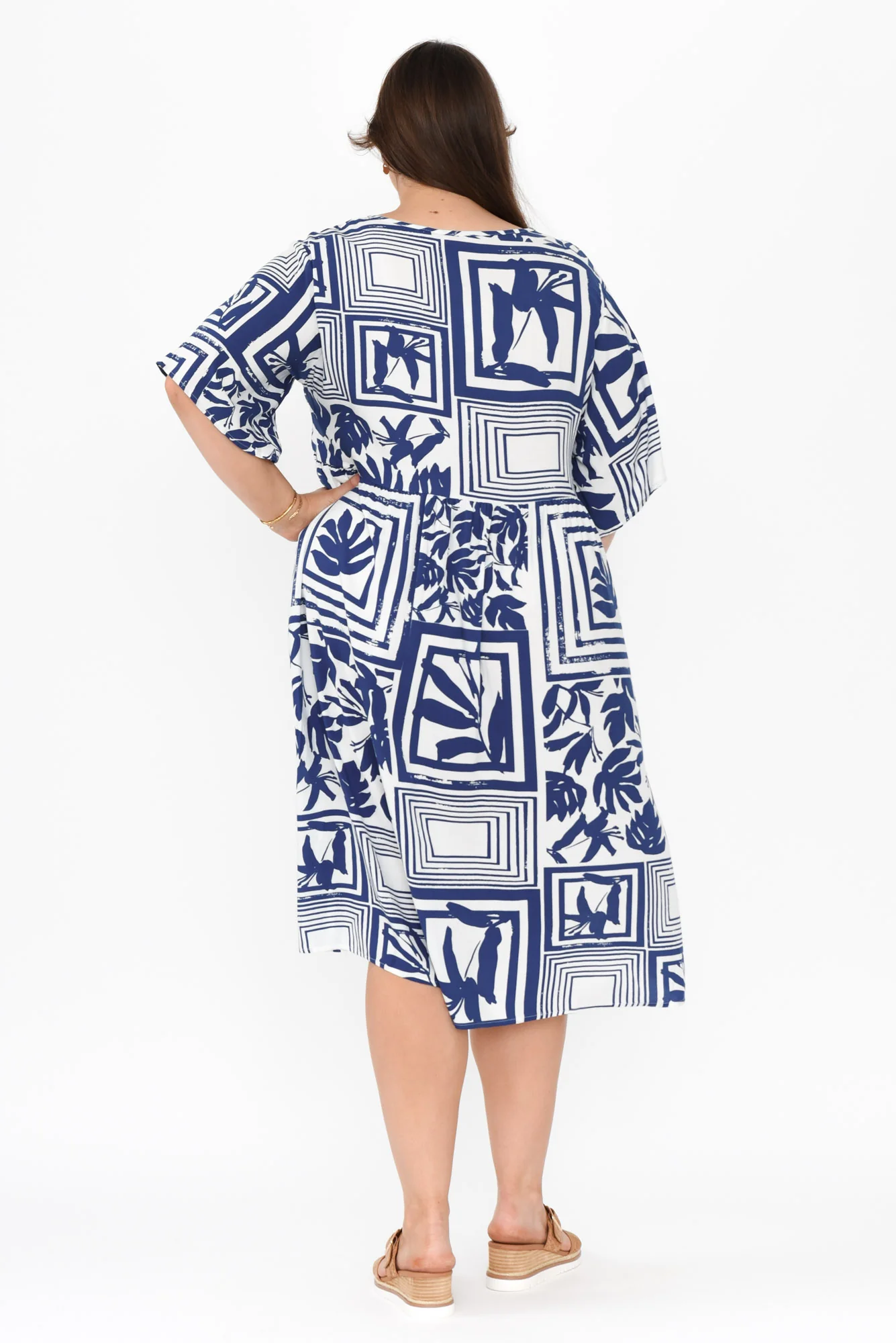 Sharlene Blue Tile Midi Dress