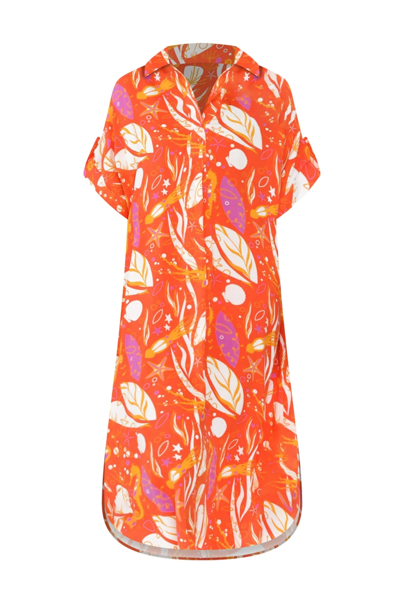 Khanita Orange Sea Midi Dress