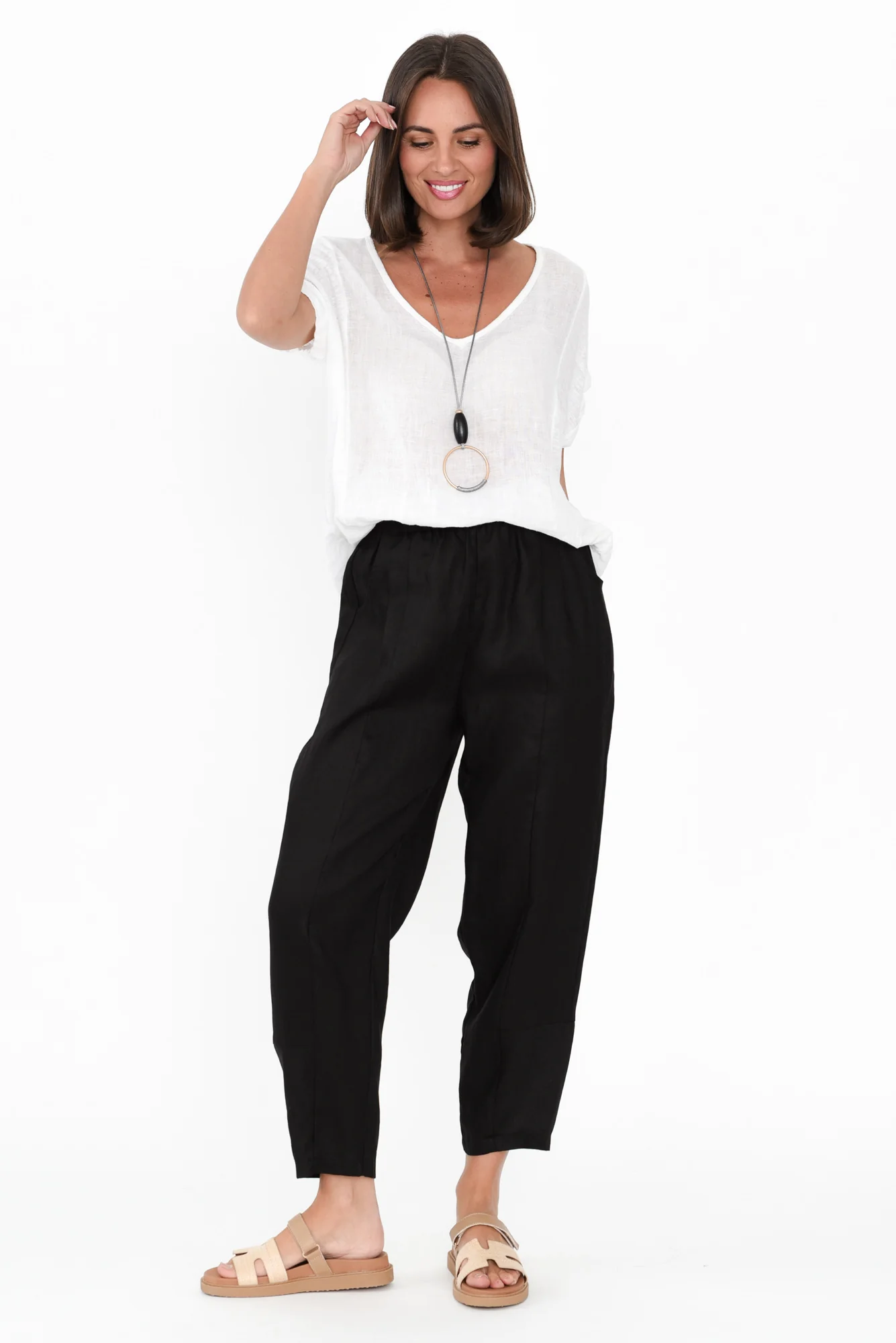 Botev Black Linen Relaxed Pants