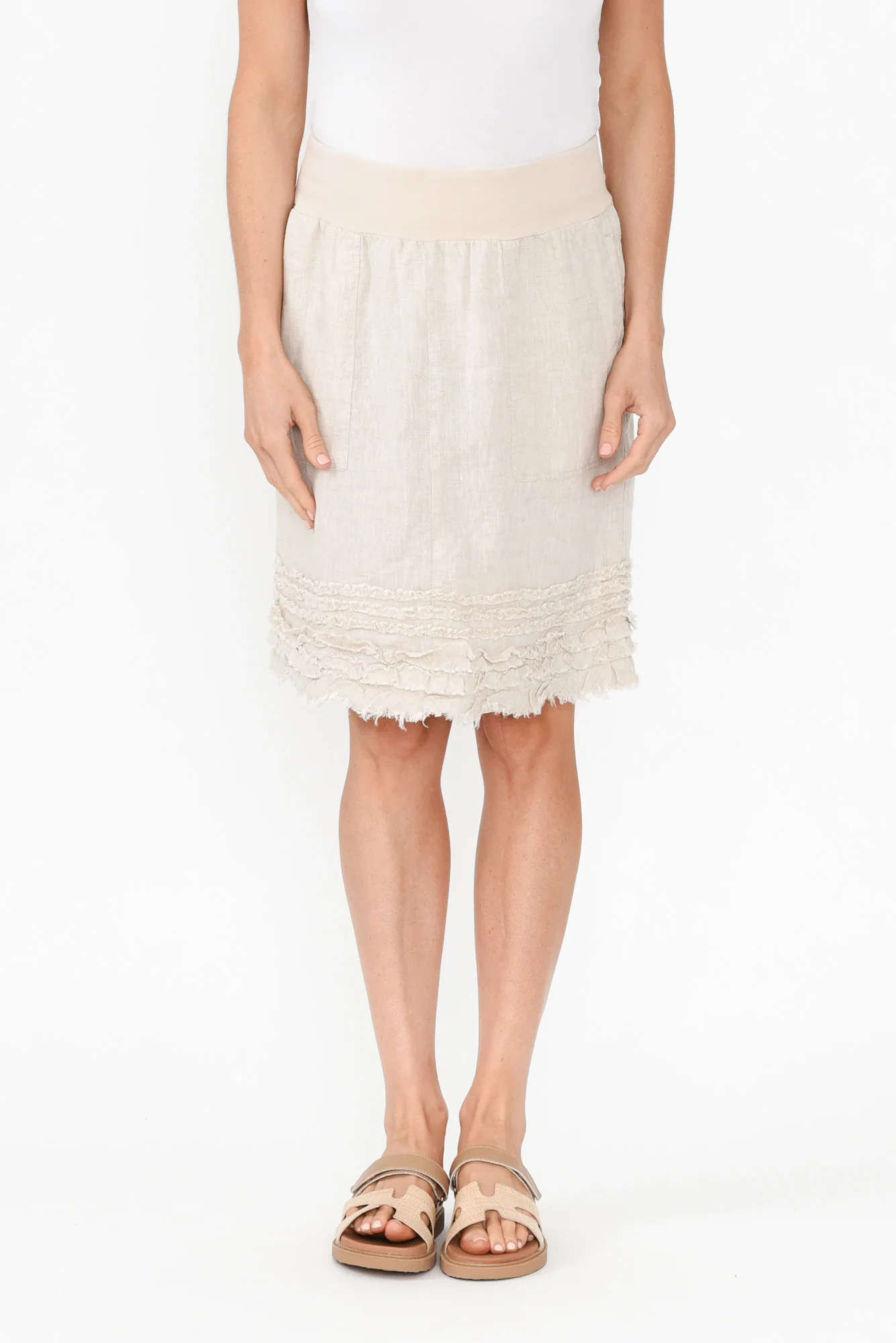 Phillipa Natural Ruffle Hem Skirt