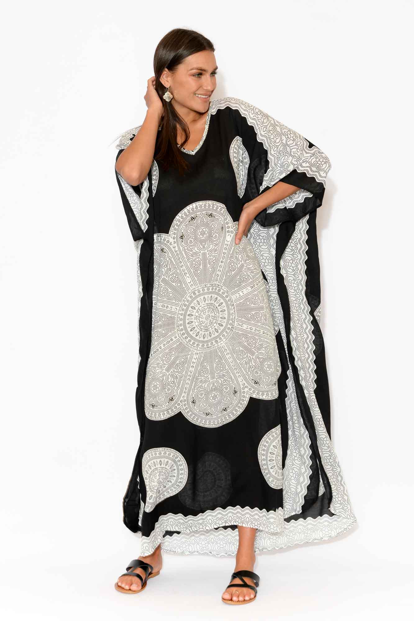Black Sequin Maxi Kaftan