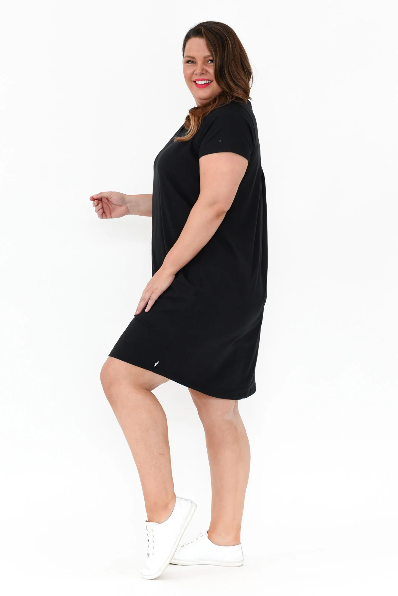 Mandy Black Cotton Tee Dress