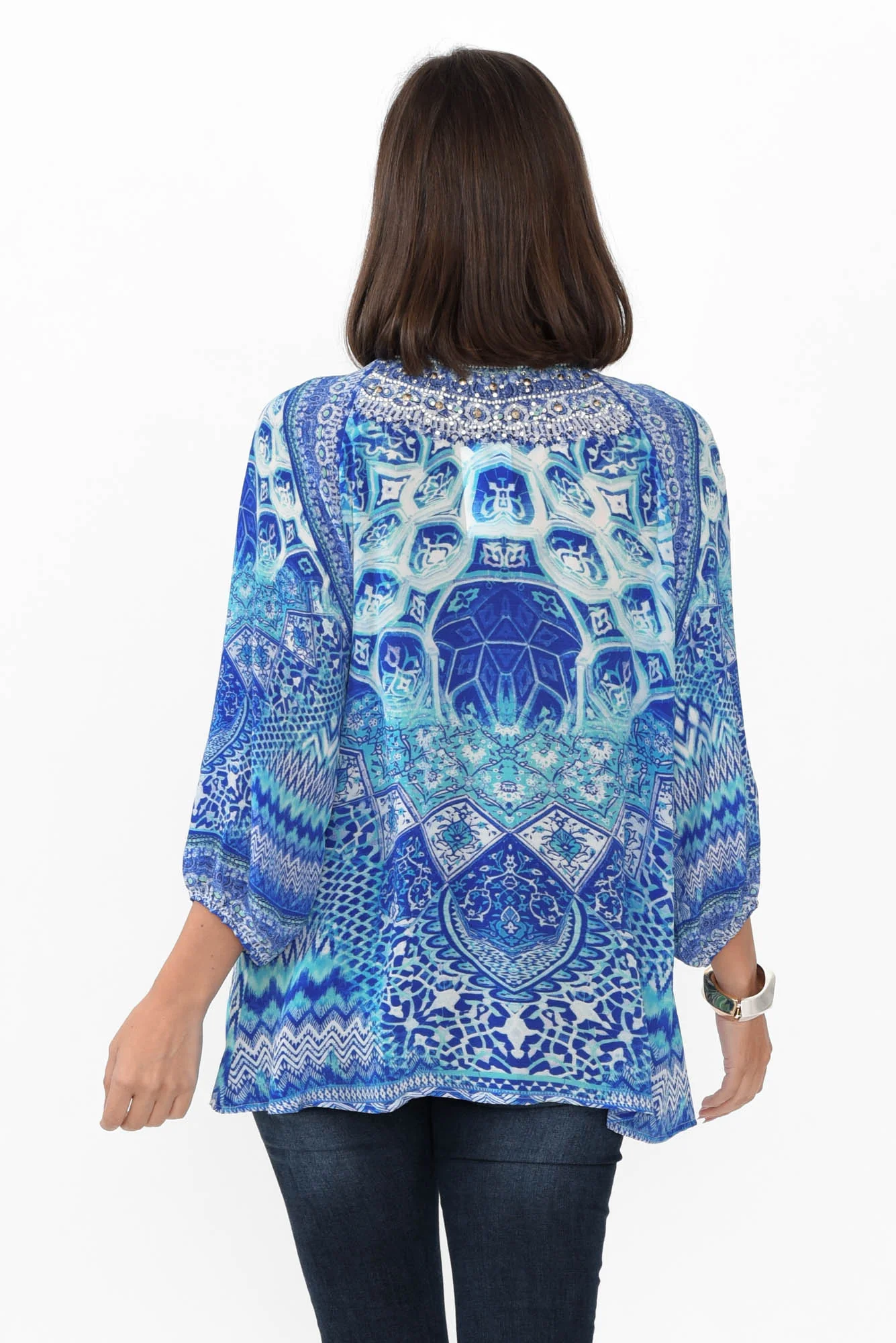 Florence Blue Silk Gypsy Top