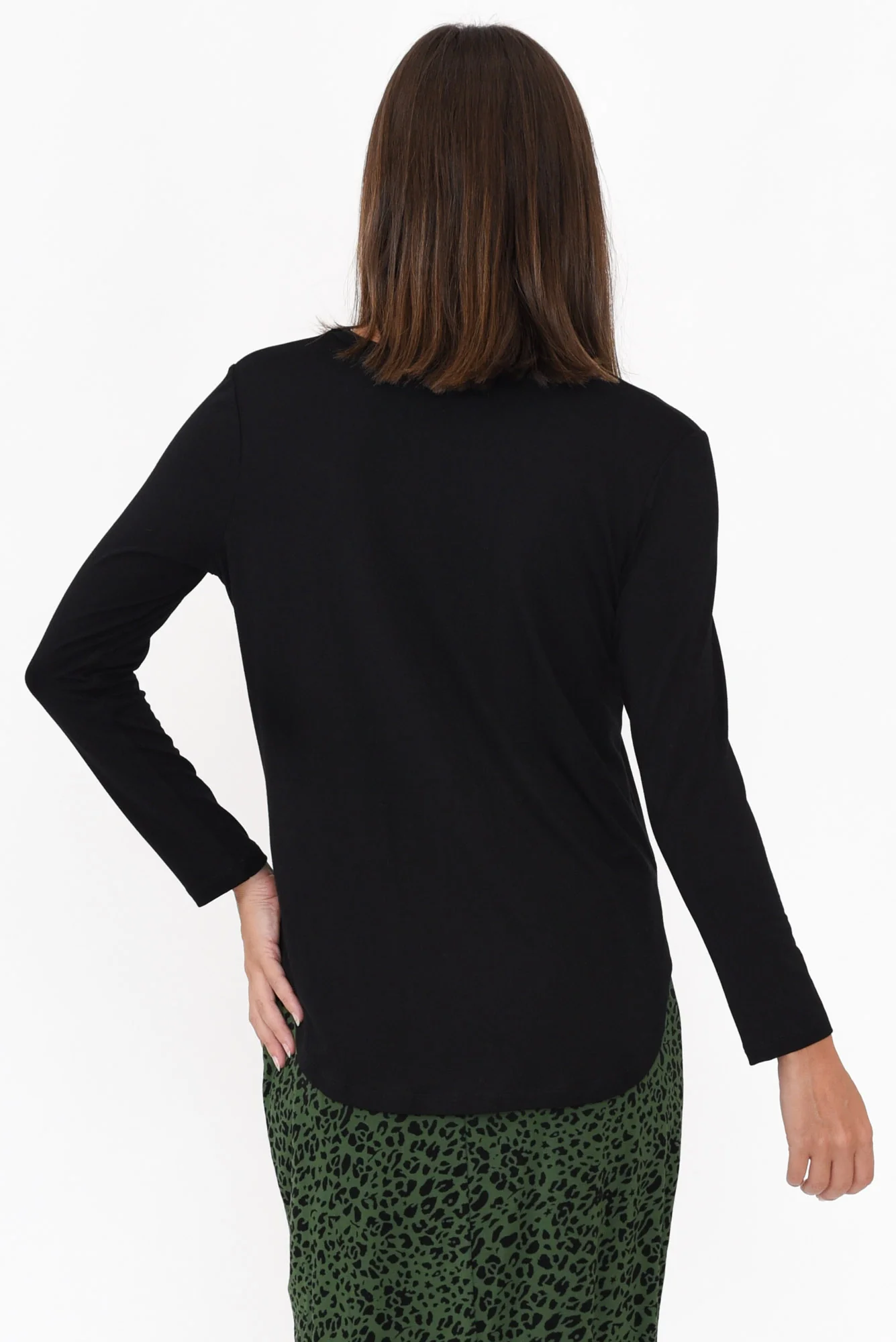Sia Black Bamboo V Neck Top