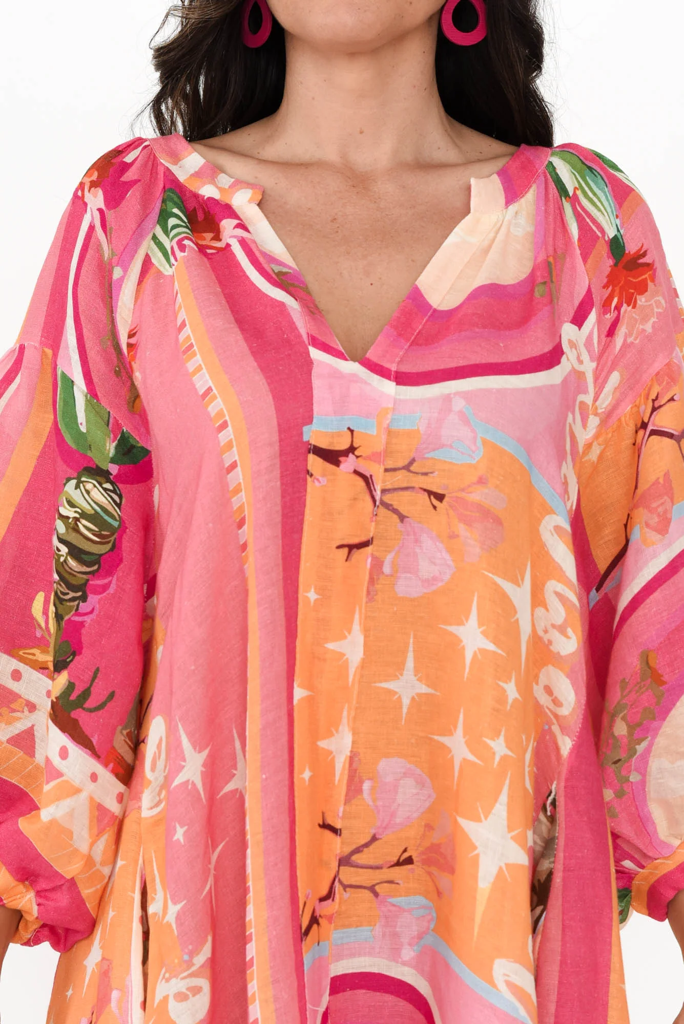 Deneva Pink Cactus Linen Dress