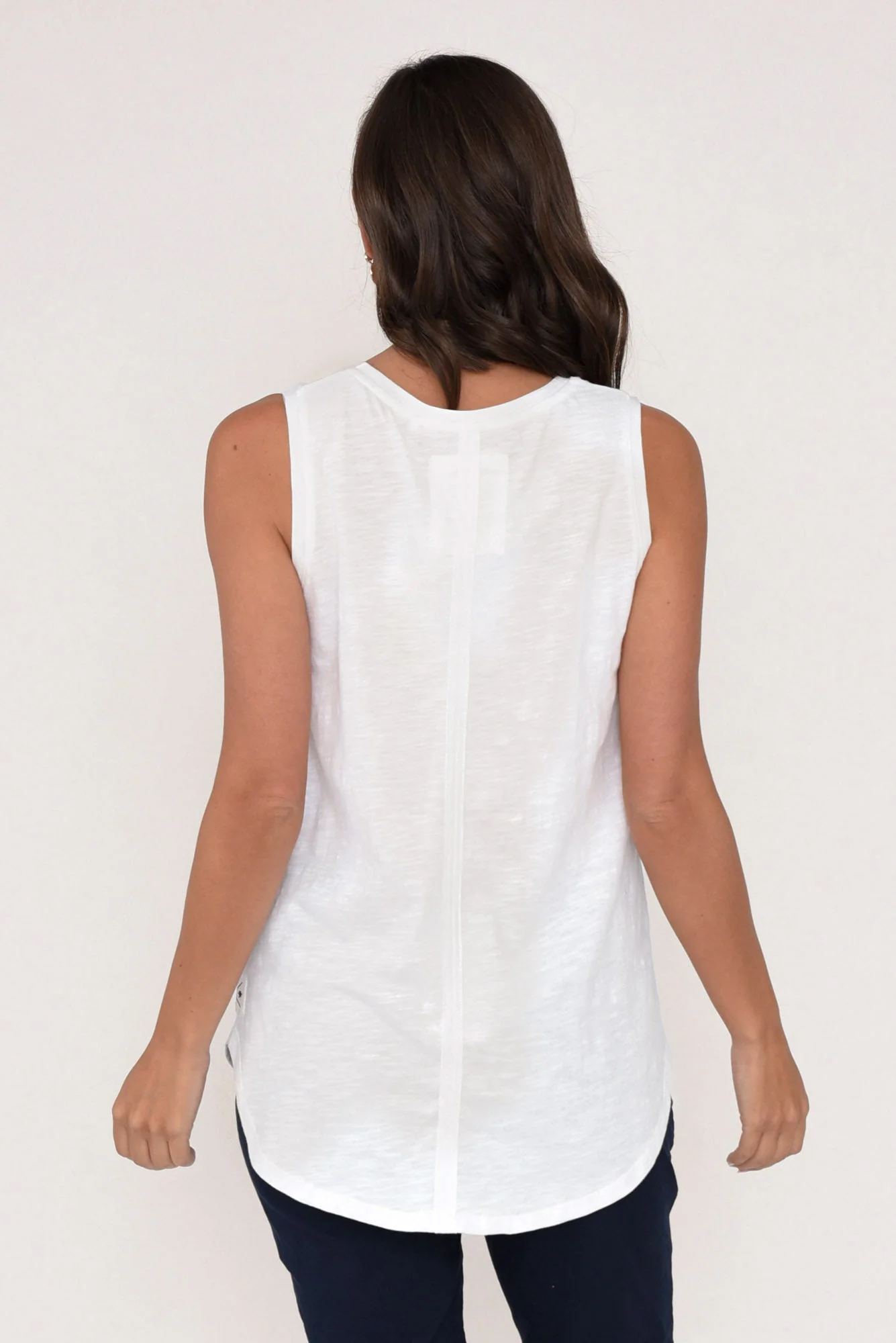 White Cotton Scoop Tank