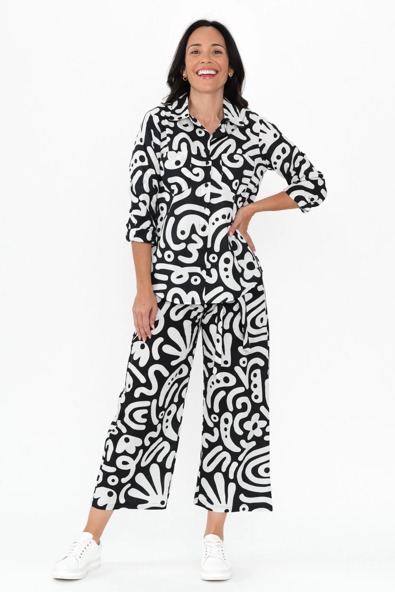 Vale Black Geo Cotton Shirt