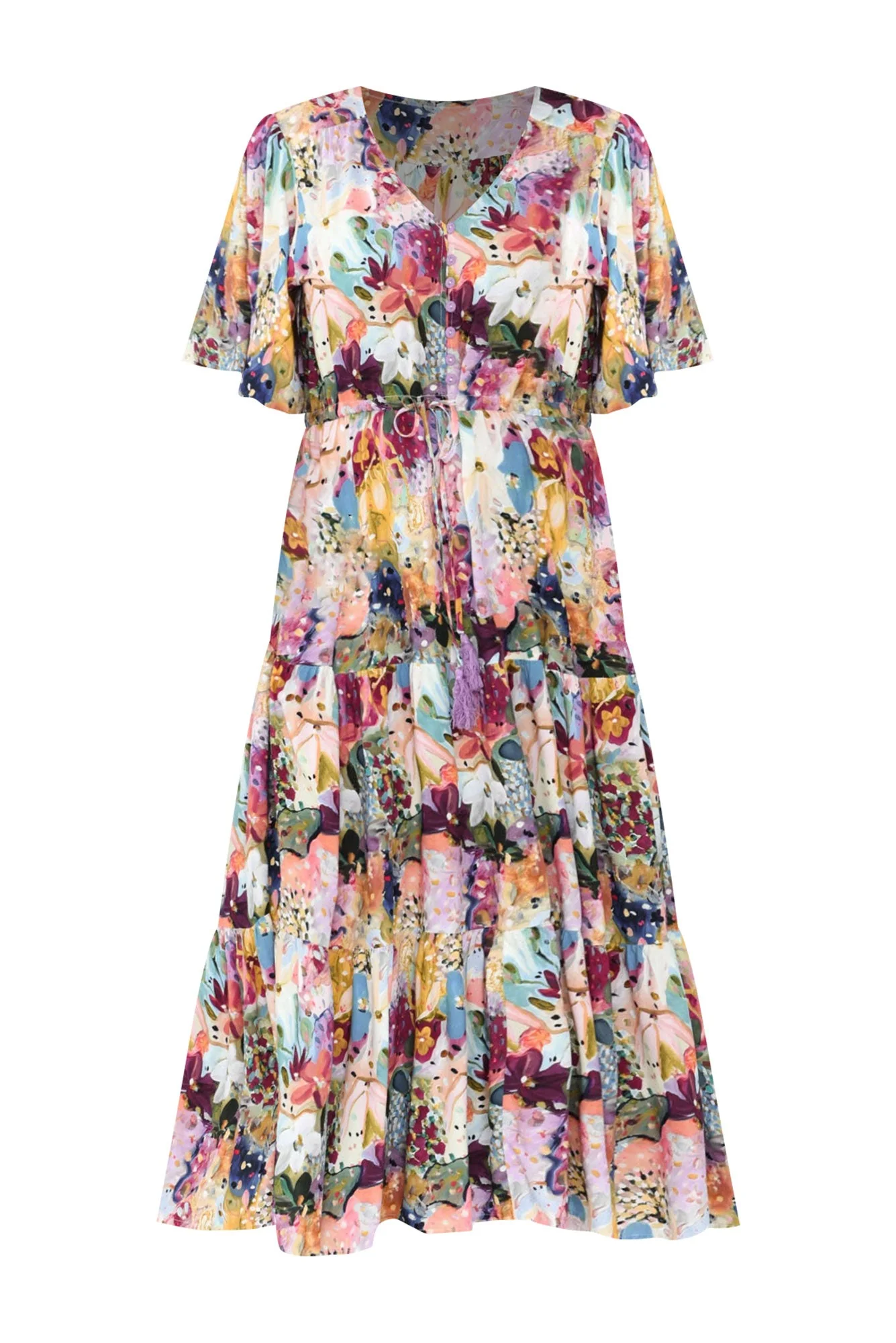 Quinne Purple Floral Tier Dress