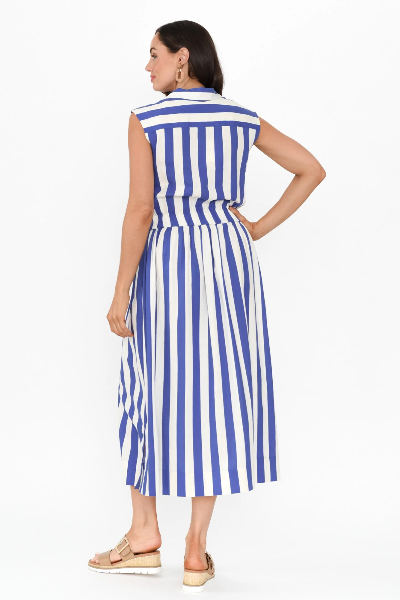 Palermo Blue Stripe Linen Blend Dress