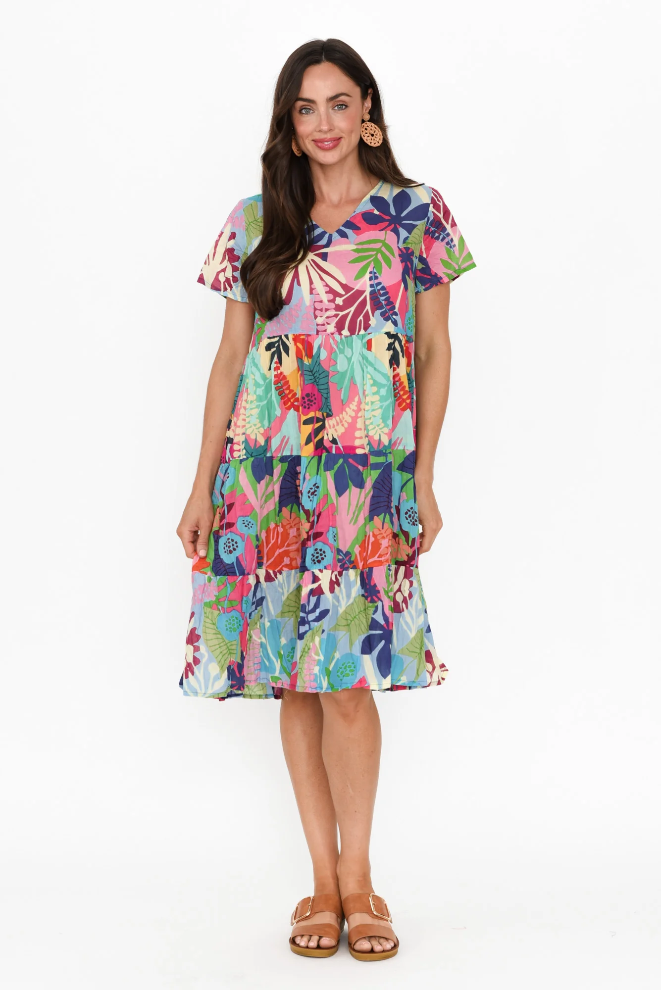 Lania Blue Garden Crinkle Cotton Dress