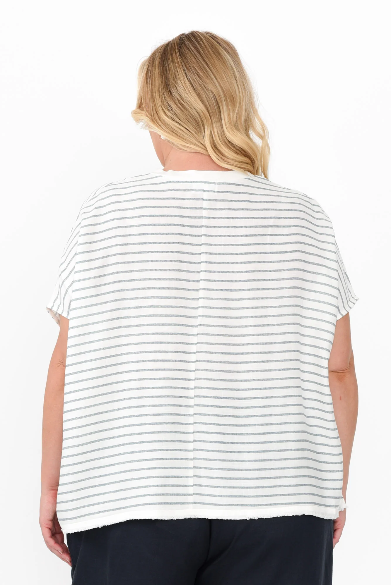 Hanley White Stripe Linen Blend Top