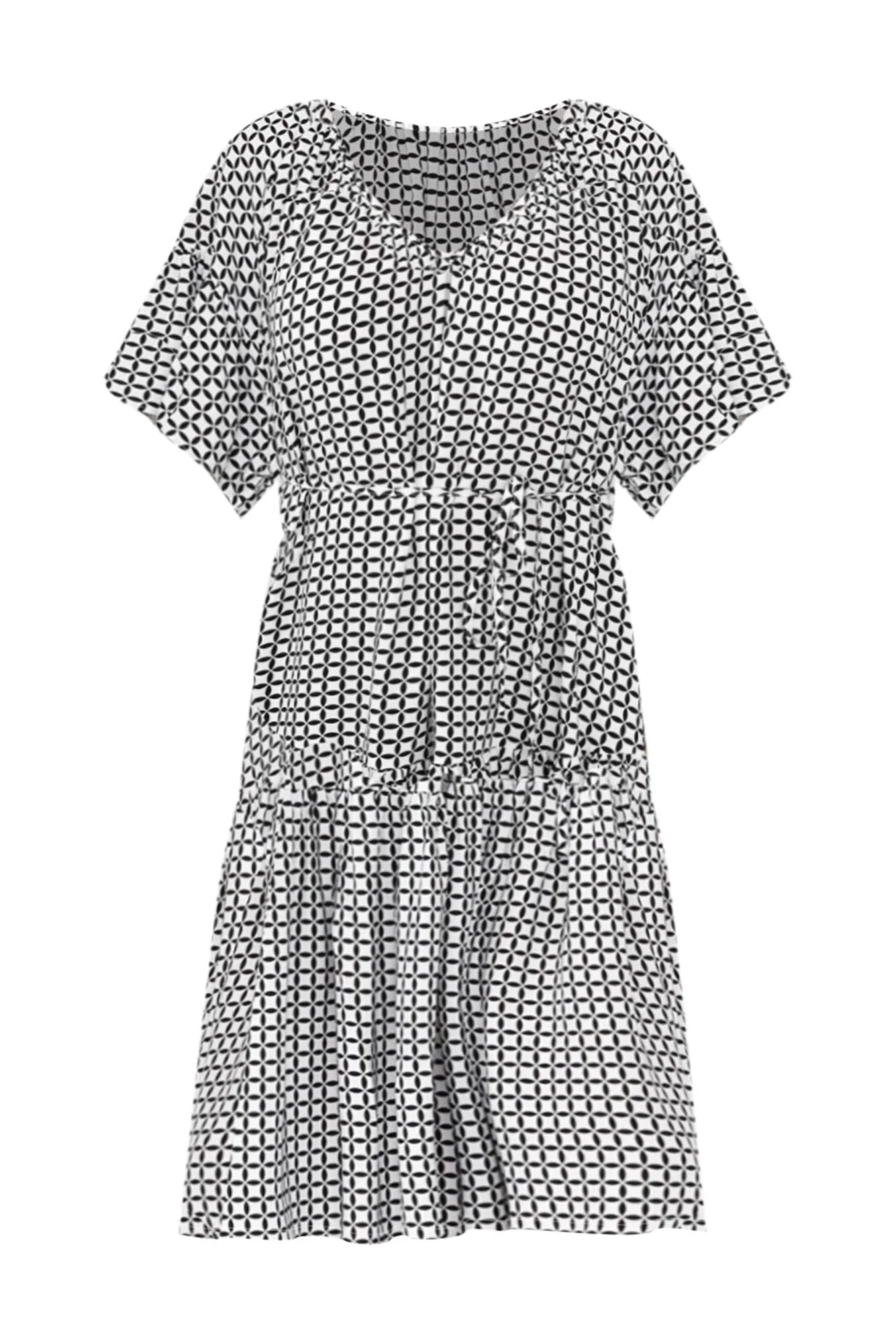 Bella Black Geo Flutter Sleeve Dress