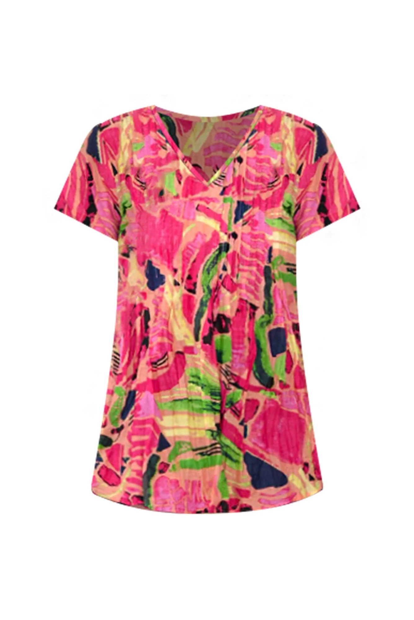 Fia Pink Mosaic Crinkle Cotton Top