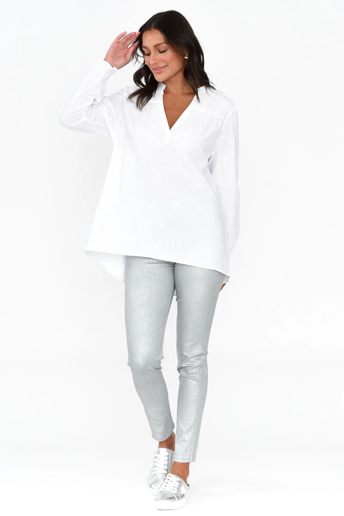 Bonita Silver Animal Foil Stretch Pants