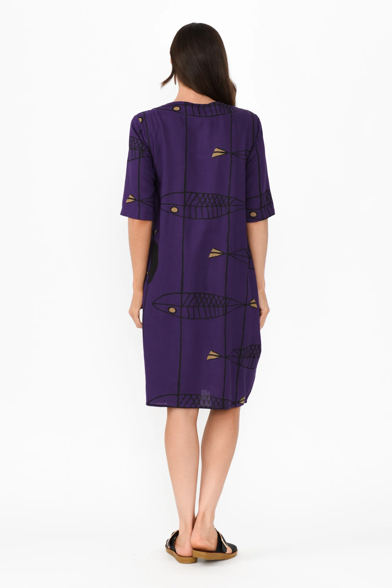 Myley Purple Sea Linen Cotton Dress