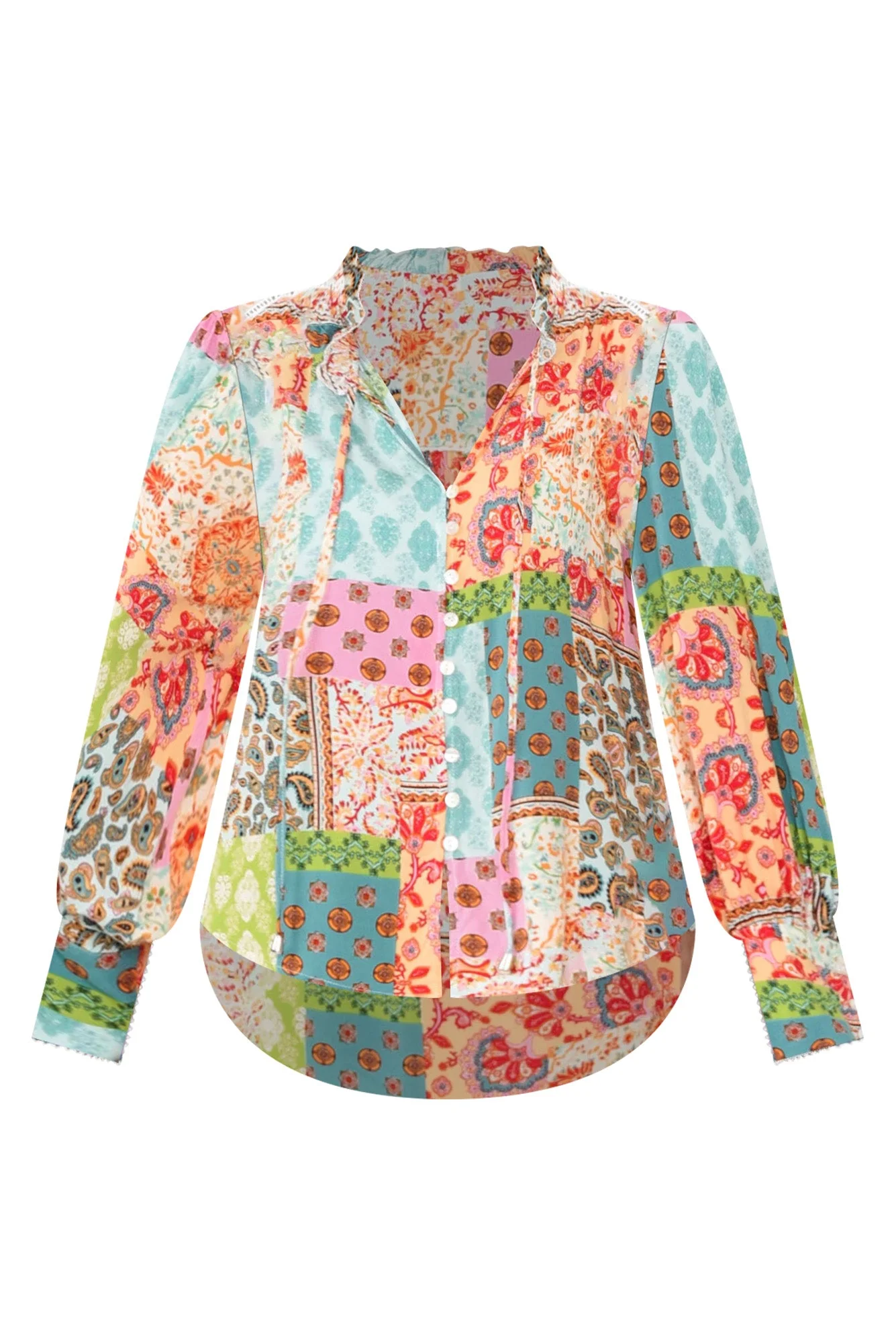 Sidra Yellow Mosaic Button Blouse
