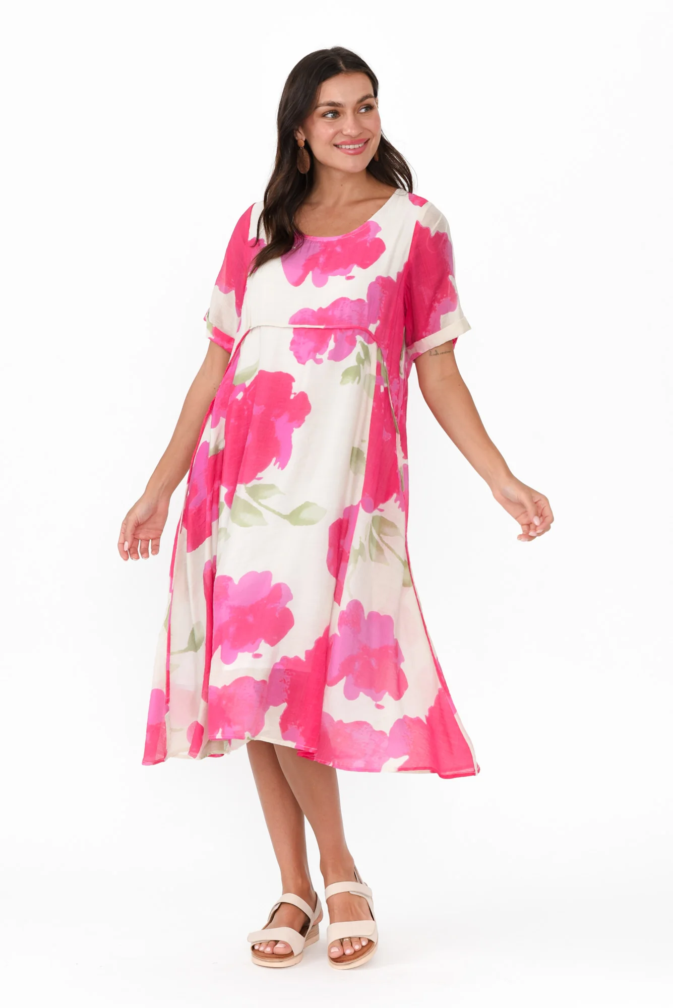 Sora Pink Floral Crescent Dress