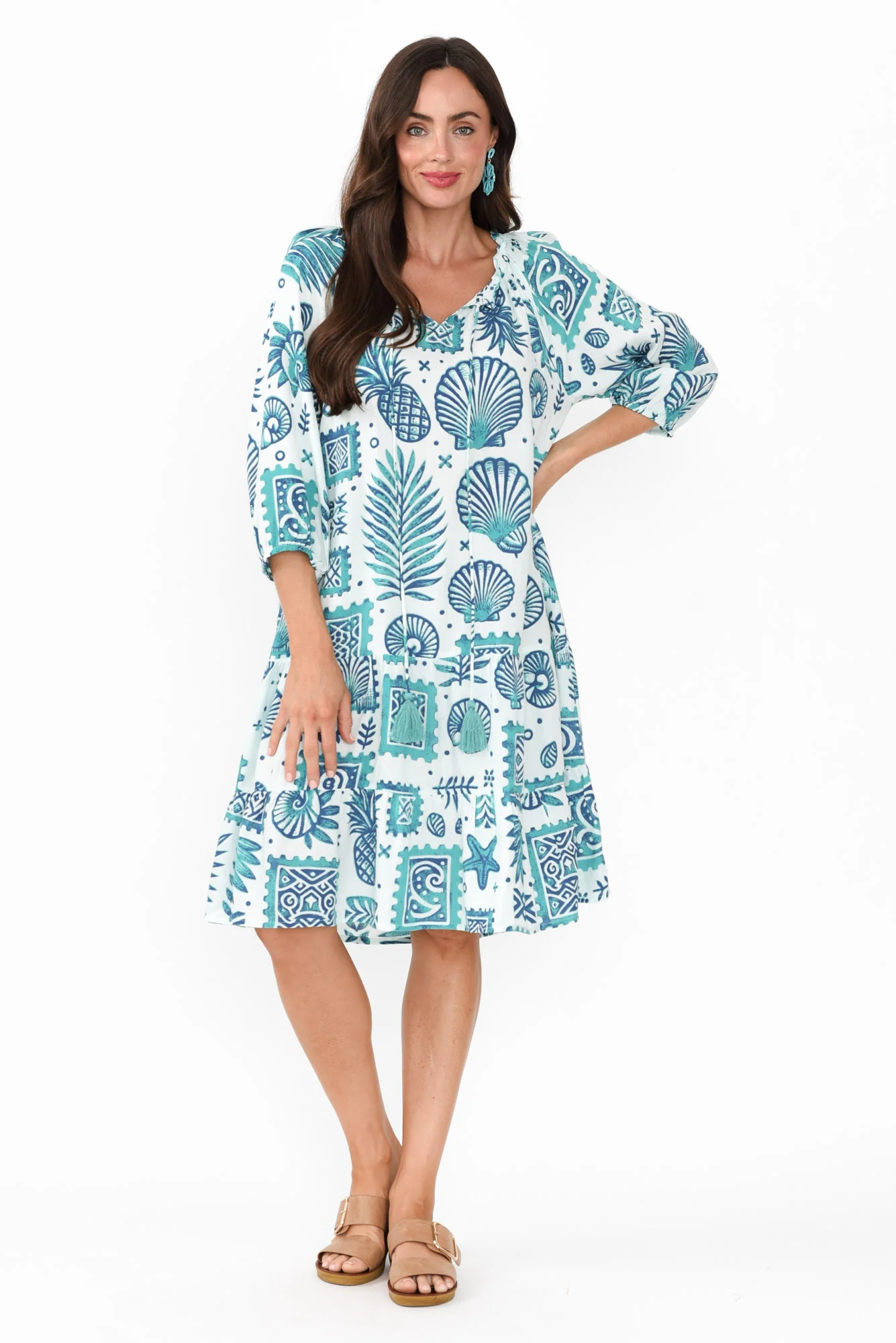 Rashida Blue Seaside Tassel Dress