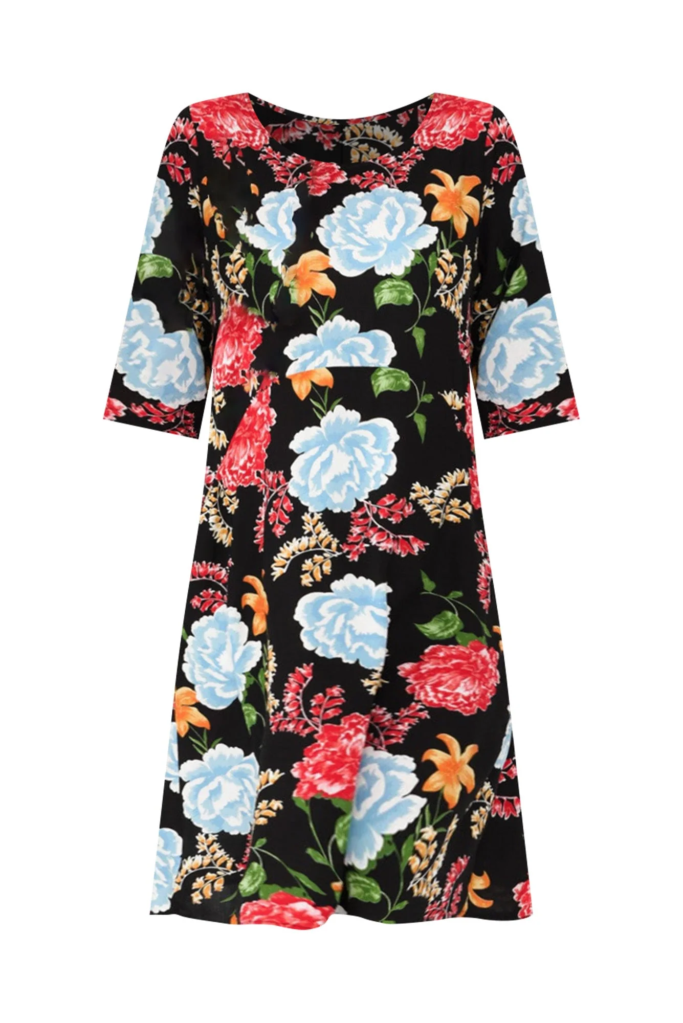 Jordana Black Floral Pocket Dress