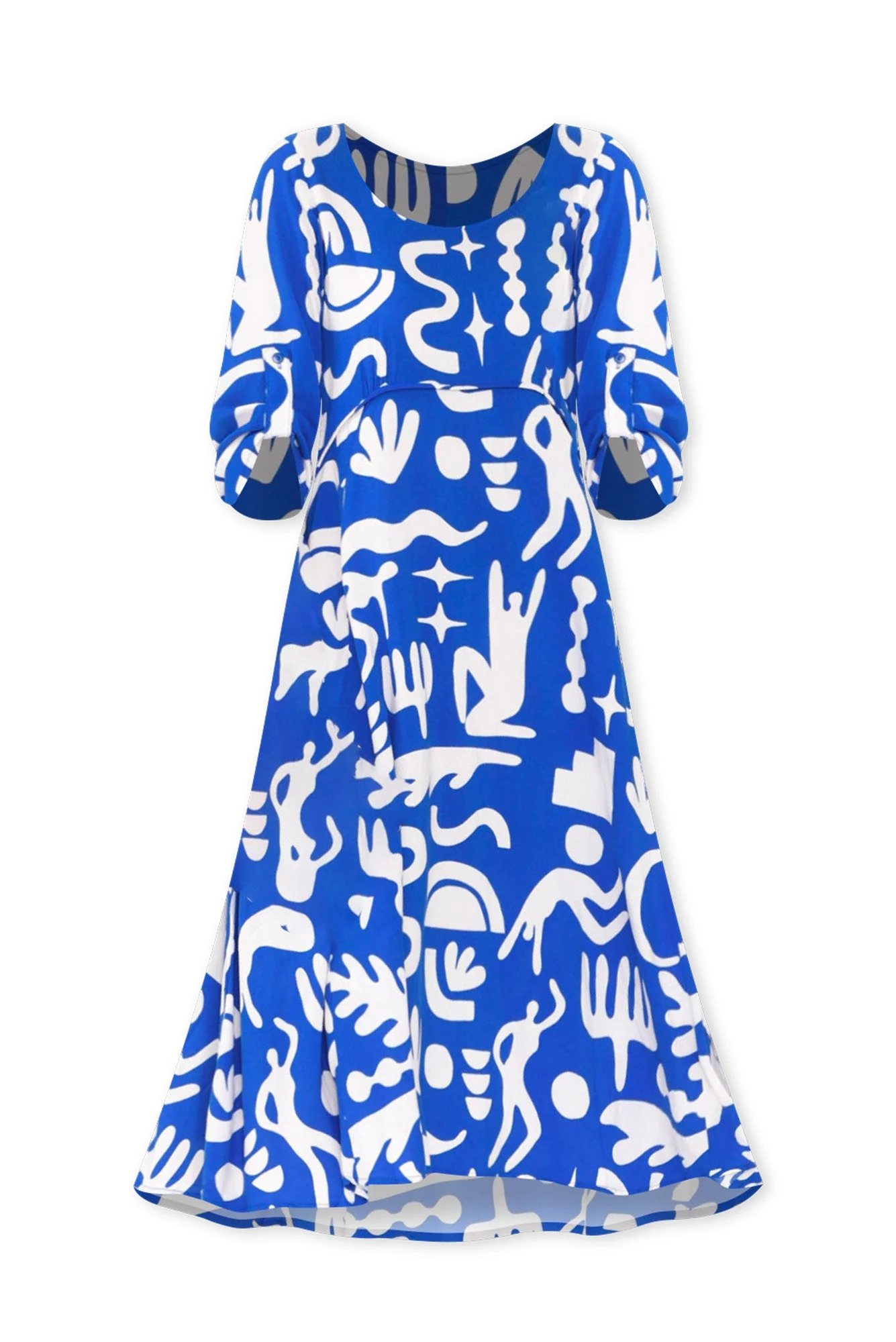 Curio Blue Abstract Crescent Dress