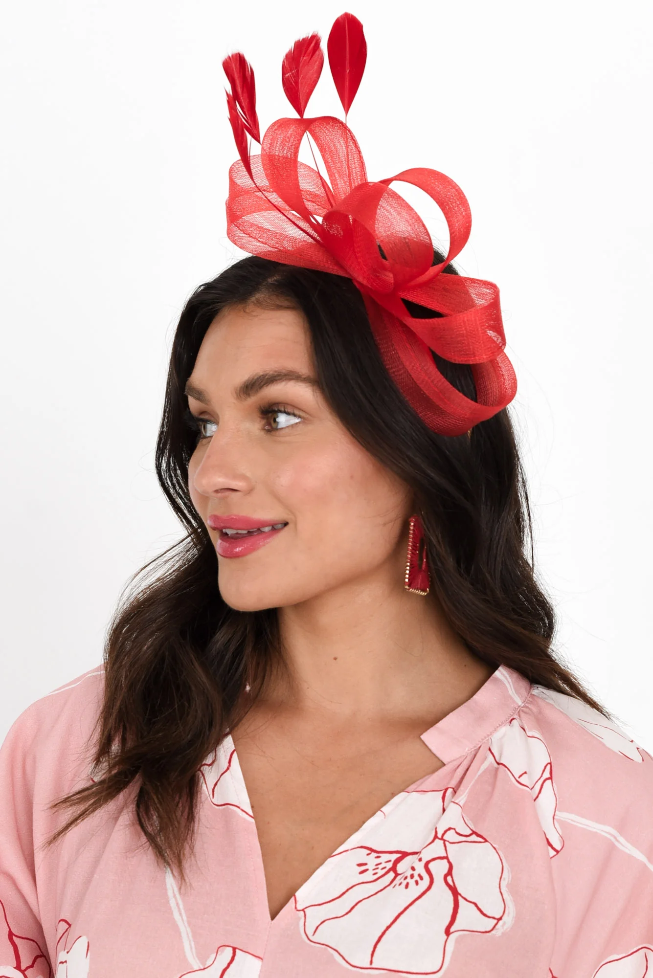 Nyla Red Feather Fascinator