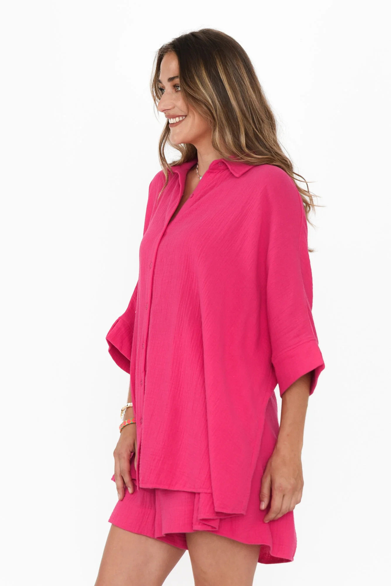 Calia Fuchsia Cotton Cheesecloth Shirt