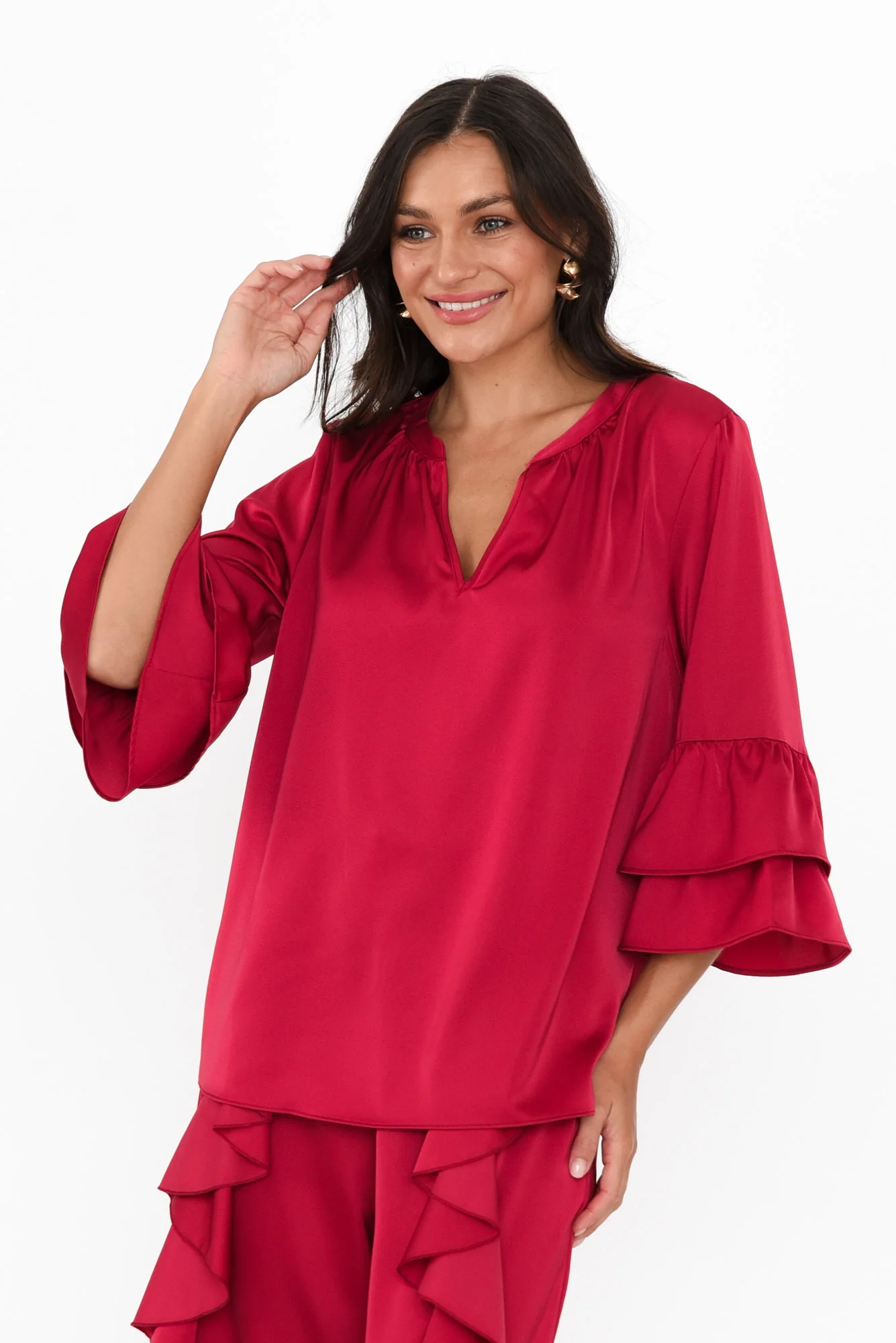 Dancer Red Frill Top