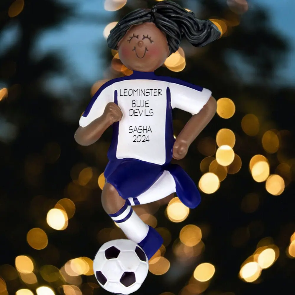 Soccer, Dribbling  Ornament Featuring Male and Female Players